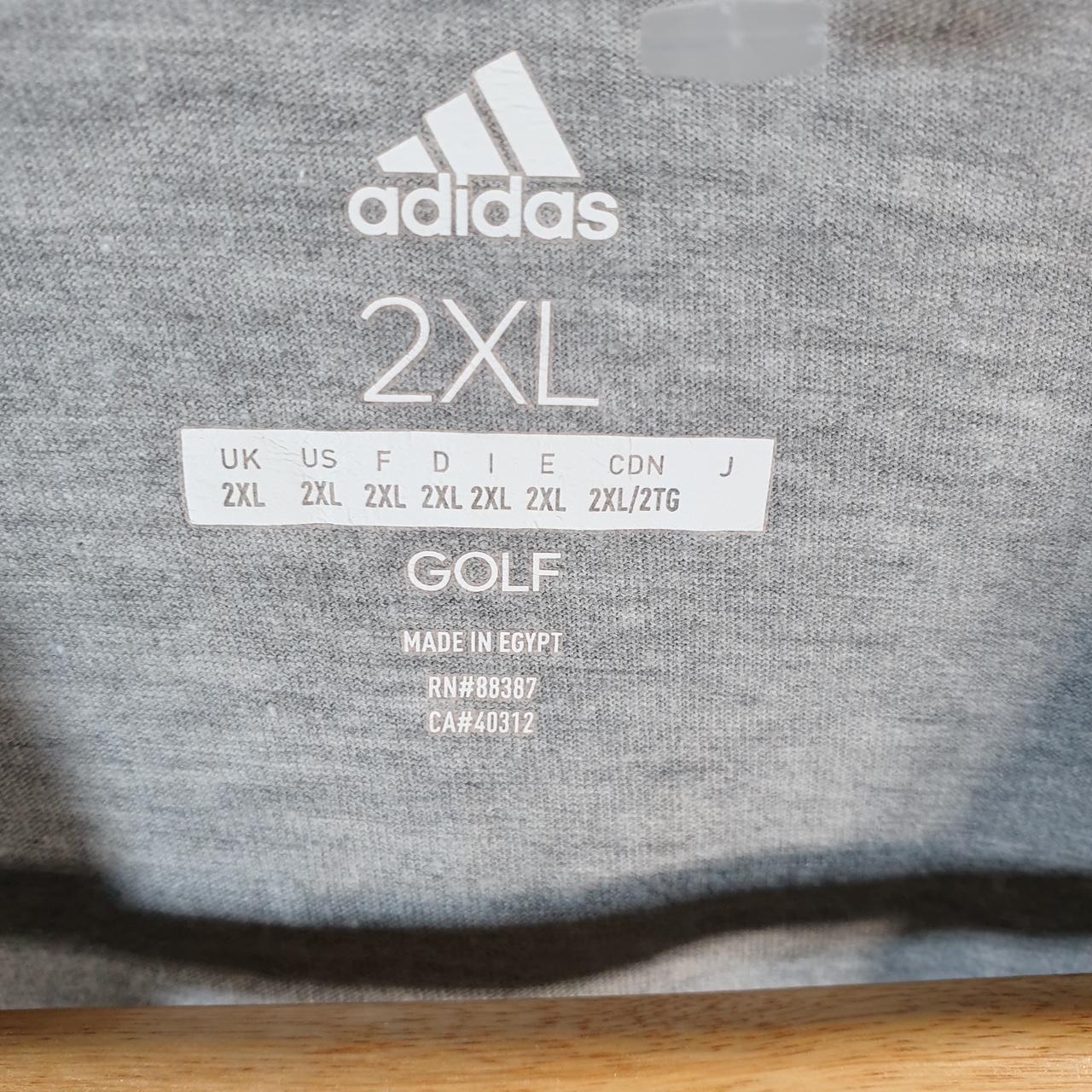 Vintage Adidas Golf T Shirt Shirt Men’s 2XL Grey Three Stripes Logo Athletic C9897