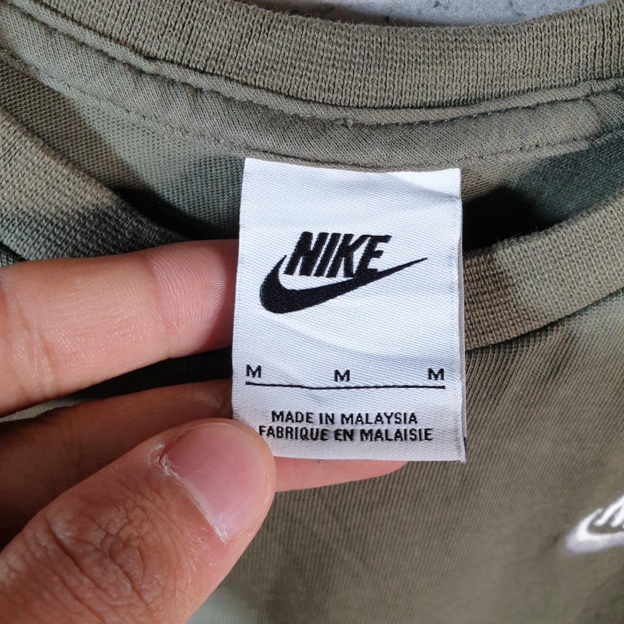 Vintage Nike Club Swoosh T Shirt Womens Medium Khaki Green Printed Logo Athletic C7918