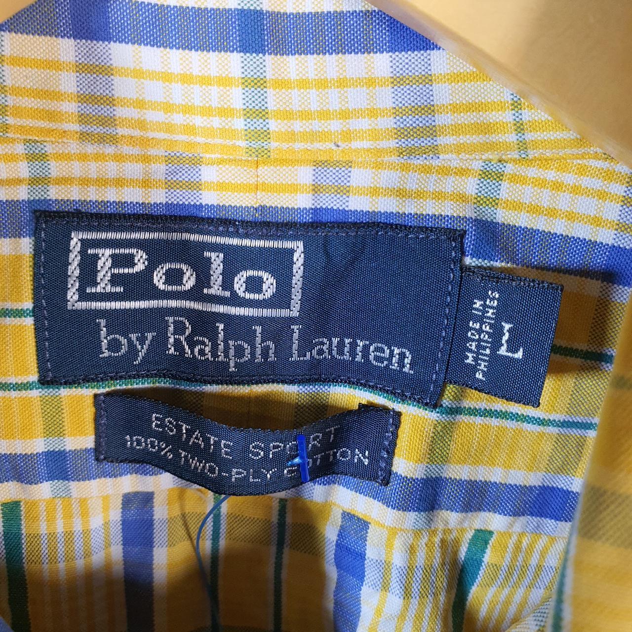Vintage Ralph Lauren Button Down Shirt Mens Large Yellow Checkered Estate Sport