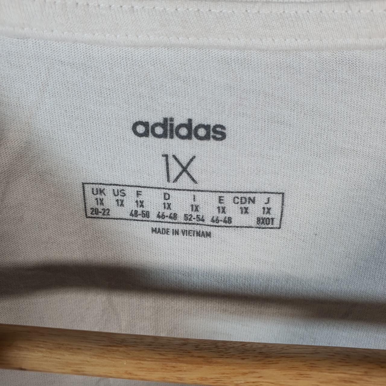 Vintage Adidas Spellout T Shirt Shirt Womens XL White Three Stripes Logo Athletic C9580