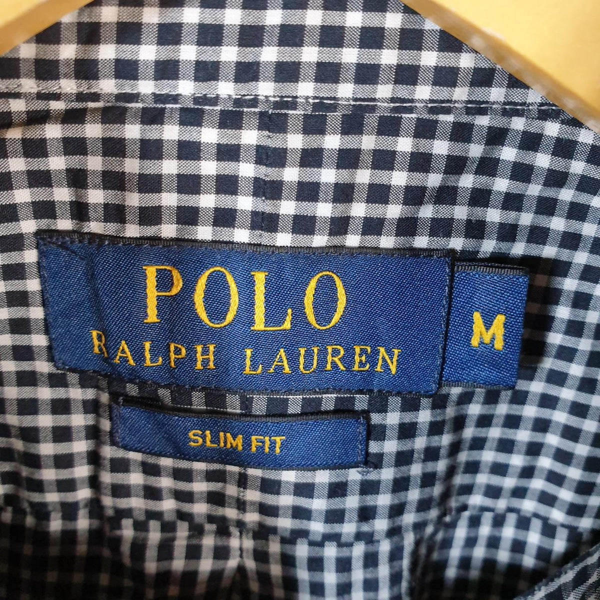 Vintage Ralph Lauren Button Down Shirt Men’s Medium Grey Checkered Slim Fit Cotton Pony