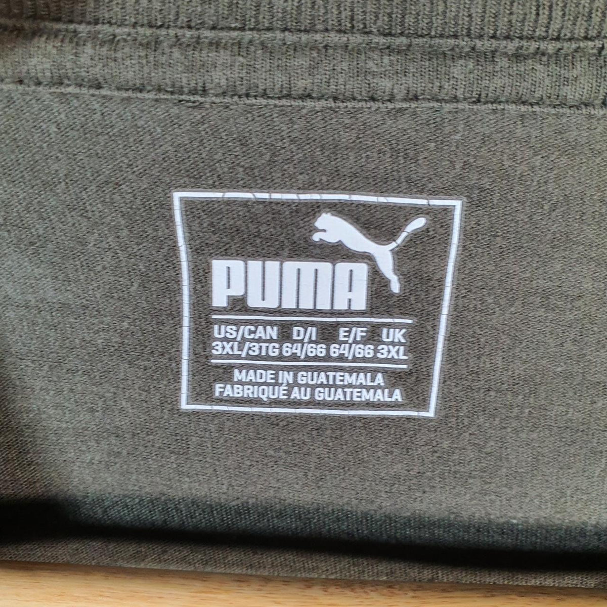 Vintage Puma Spellout T Shirt Men’s 3XL Khaki Green sports Logo Athletic