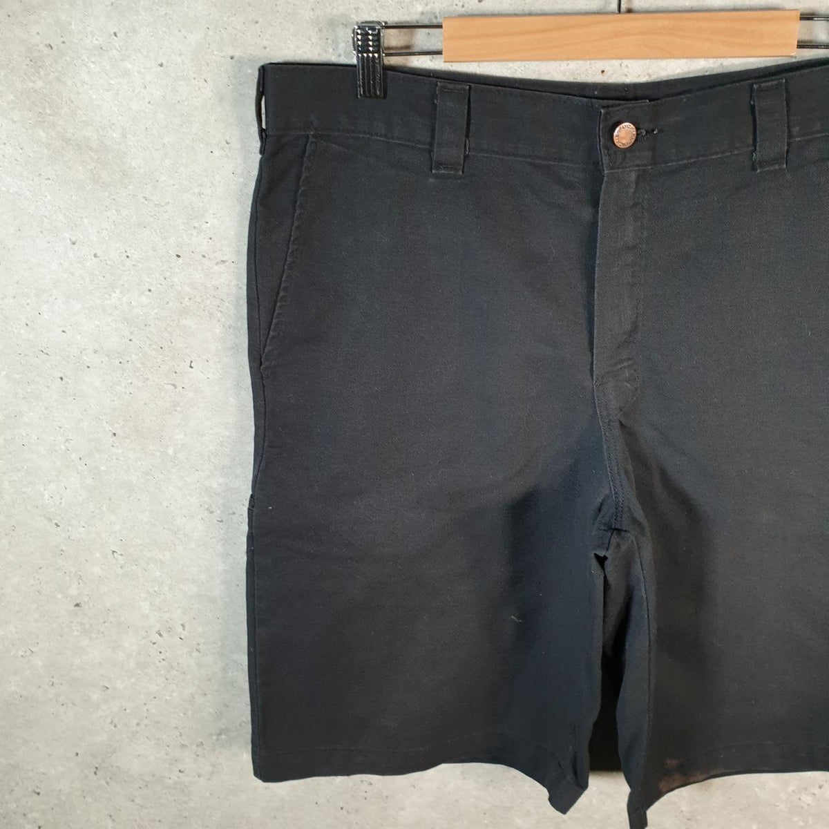 Vintage Dickies Baggy Chino Shorts Jorts Cargo Mens W36 Black Relaxed Fit
