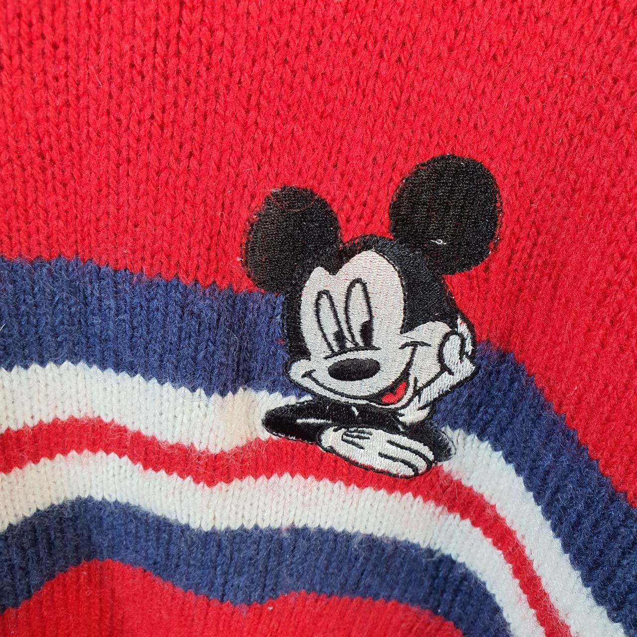 Vintage Walter Disney World Mickey Mouse Knit Sweatshirt Womens XL Red Logo Winter