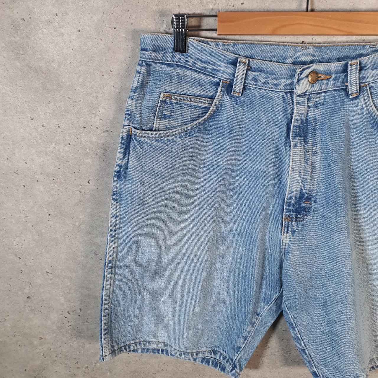 Vintage Wrangler Denim Shorts Jorts Cargo Men’s W32 Relaxed Blue Baggy Cotton