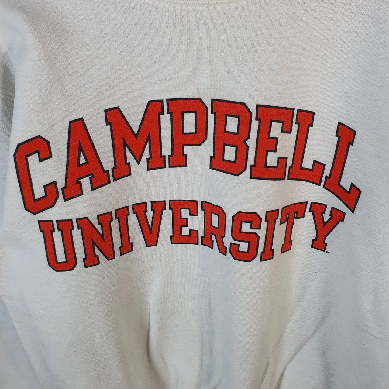 Vintage Champion Campbell Uni Sweatshirt Men’s S White USA Pullover Spellout Logo