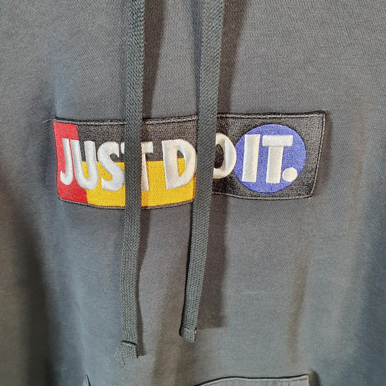 Vintage Nike Just Do It Hoodie Mens Large Black Swoosh Y2K Pullover Logo