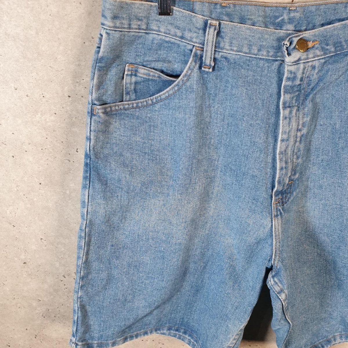 Vintage Wrangler Denim Shorts Jorts Cargo Men’s W38 Relaxed Blue Baggy Cotton