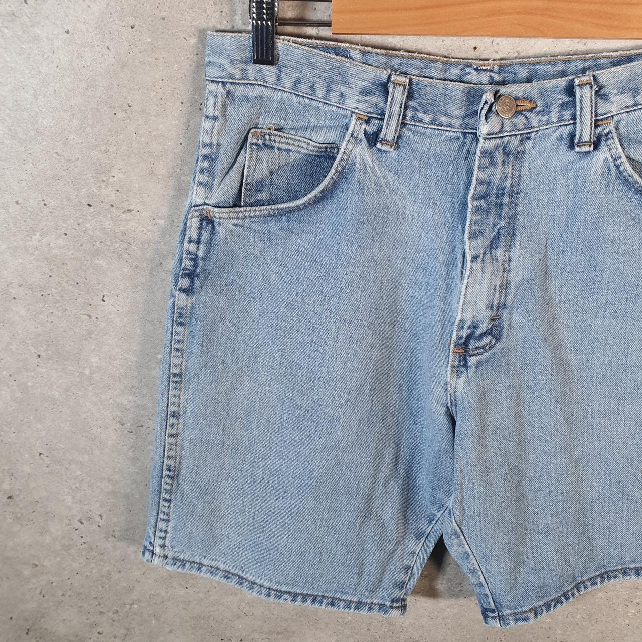 Vintage Wrangler Denim Shorts Jorts Cargo Men’s W32 Relaxed Blue Baggy Cotton