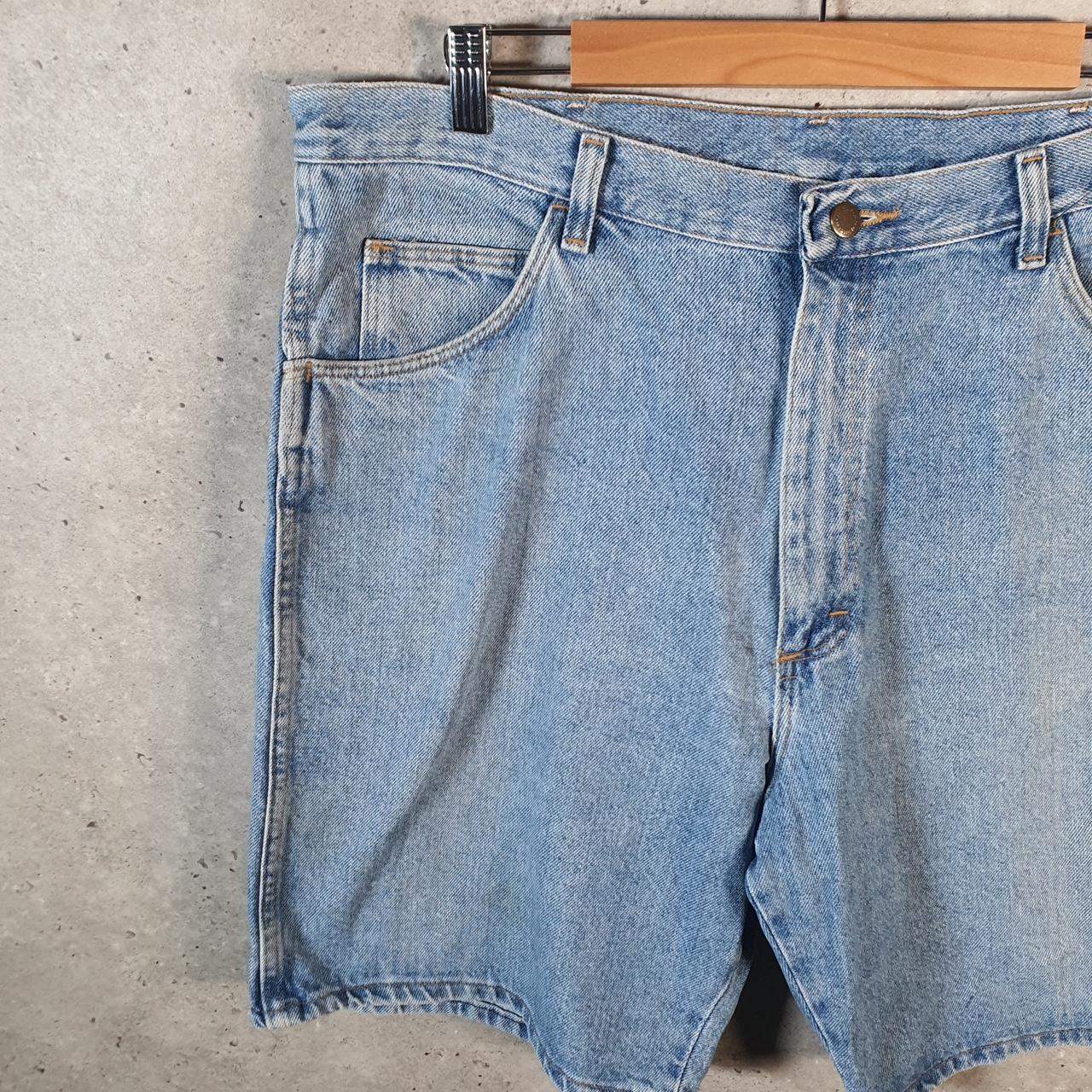 Vintage Wrangler Denim Shorts Jorts Cargo Men’s W36 Relaxed Blue Baggy Cotton