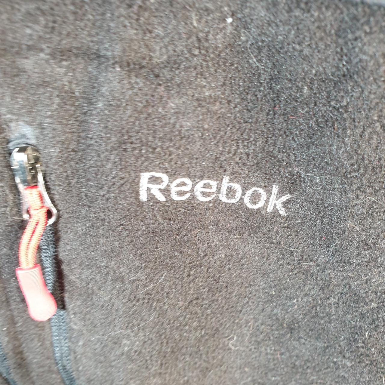 Reebok Full Zip Fleece Sweatshirt Mens Medium Black Embroidered Logo