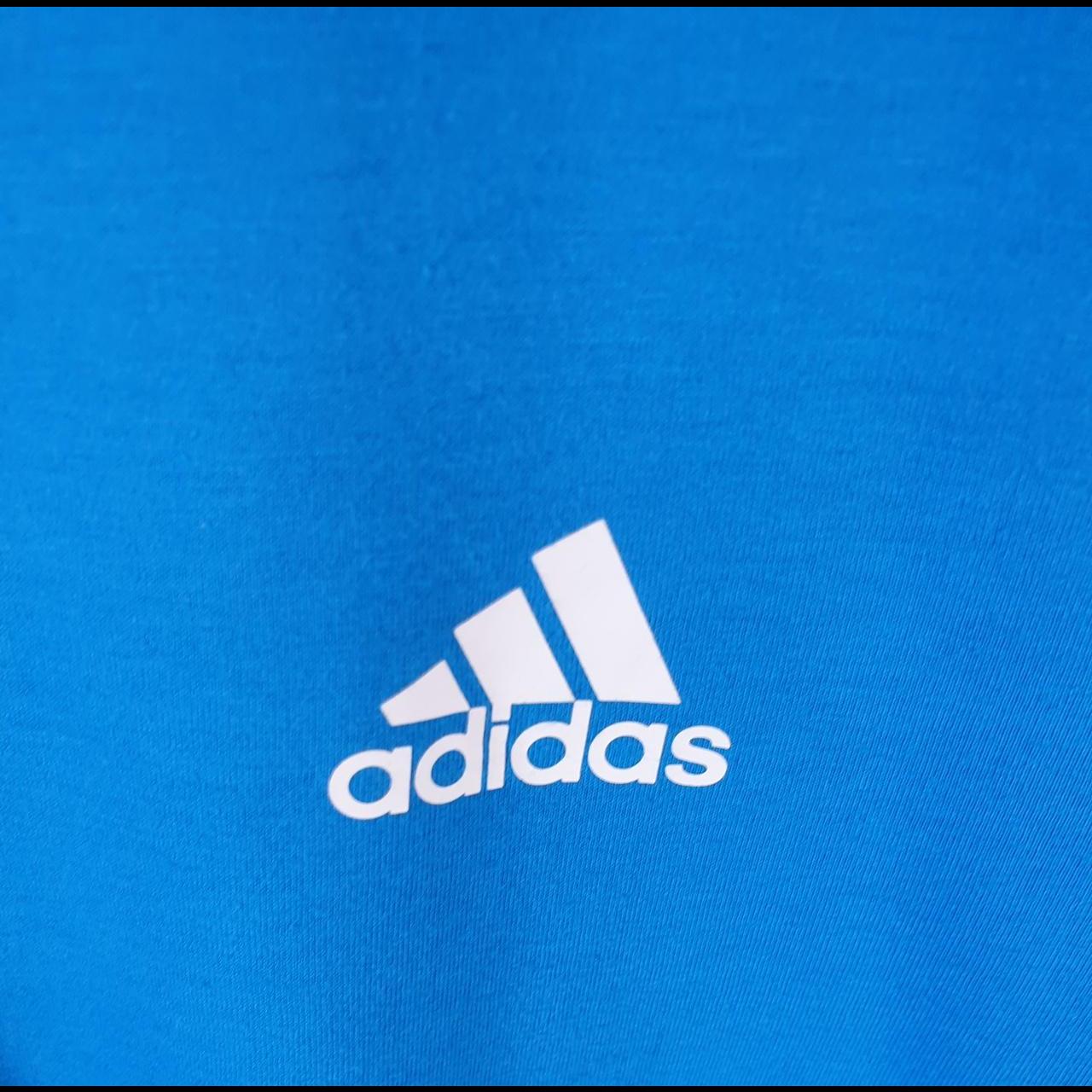 Vintage Adidas Spellout T Shirt Men’s Large Blue Three Stripes Athletic
