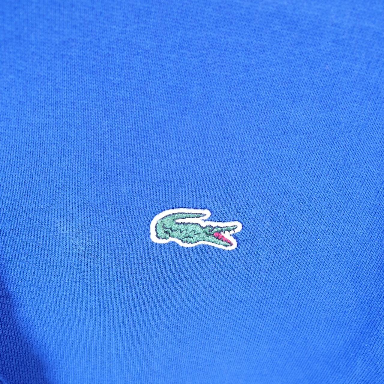 Vintage Lacoste Hoodie Men’s Large Blue Pullover Logo Y2K Jumper Logo