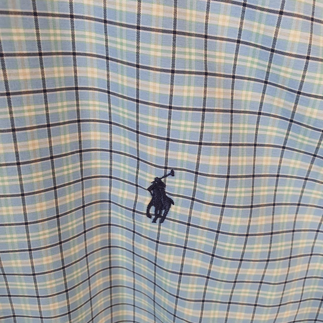 Vintage Ralph Lauren Button Down Shirt Men’s Large Blue Checkered Classic Fit Cotton Pony Big Fish Vintage