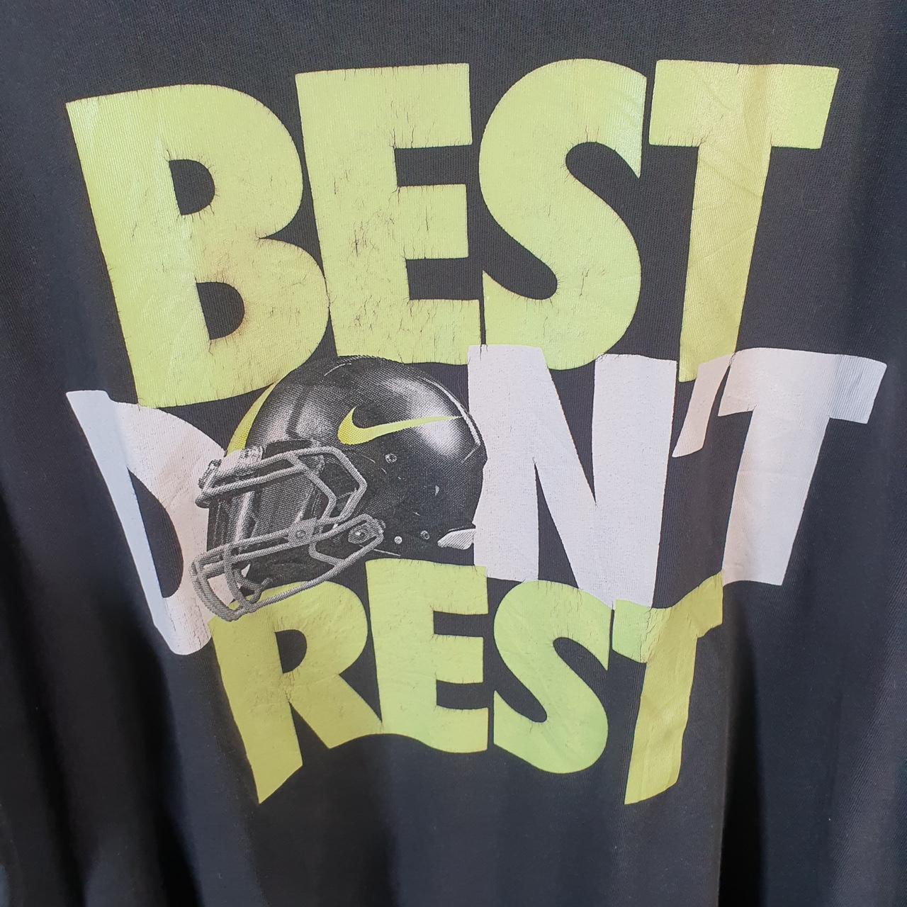 Vintage Nike Best Doesn’t Rest Dri fit T Shirt Mens Large Black Logo Swoosh Athletic