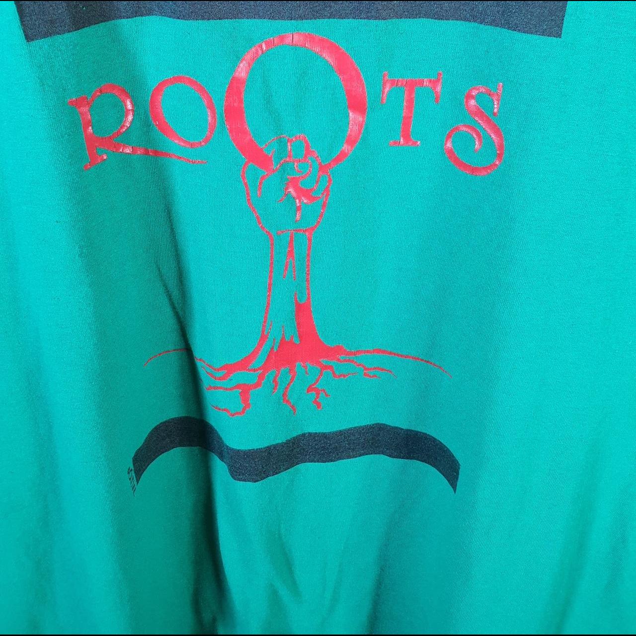 Vintage Hanes Roots Graphic 90s USA Single Stitch T Shirt Men’s XL Green