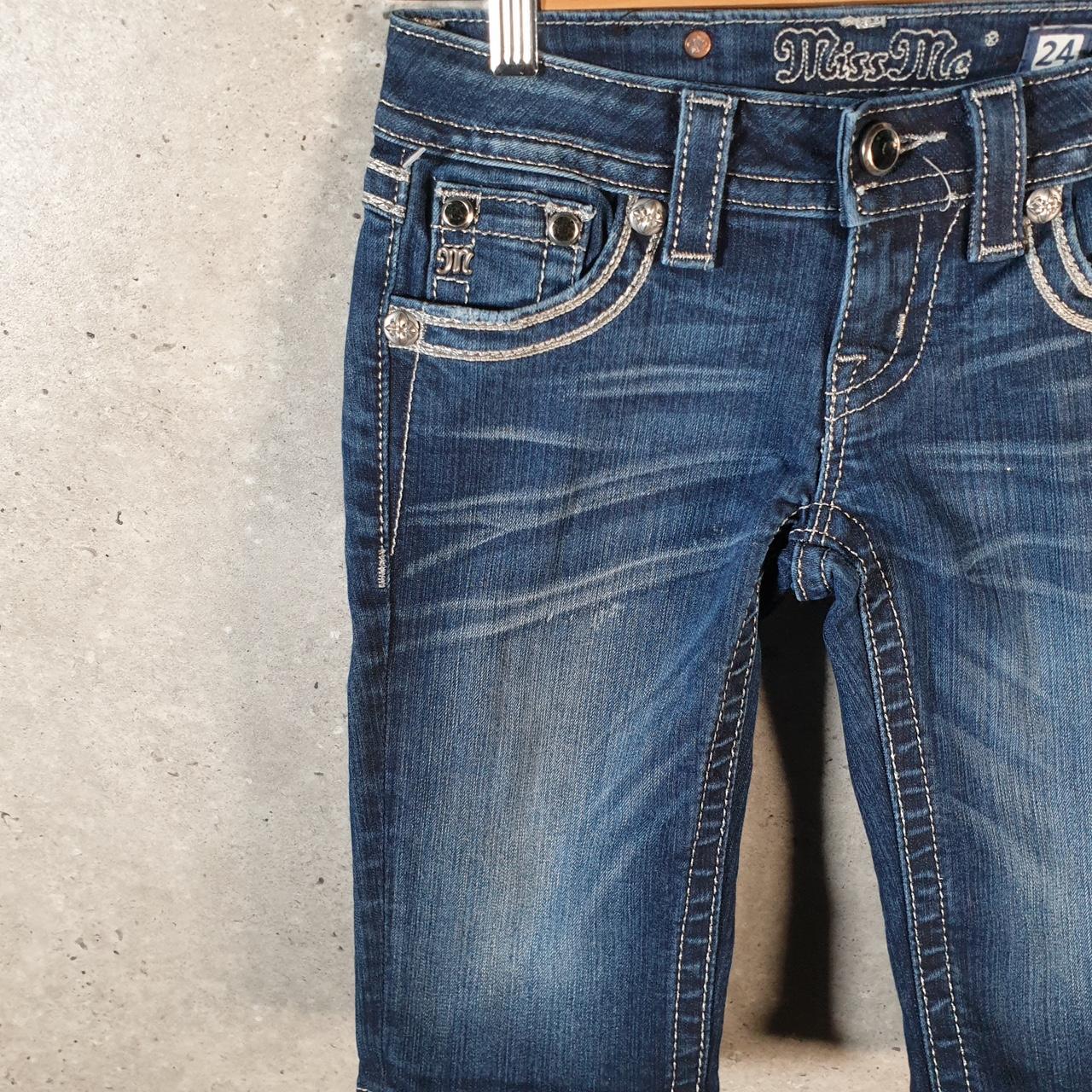 Vintage Miss Me Baggy Y2K Hip Hop Jeans Shorts Jorts Womens W24 Blue Denim Low Rise