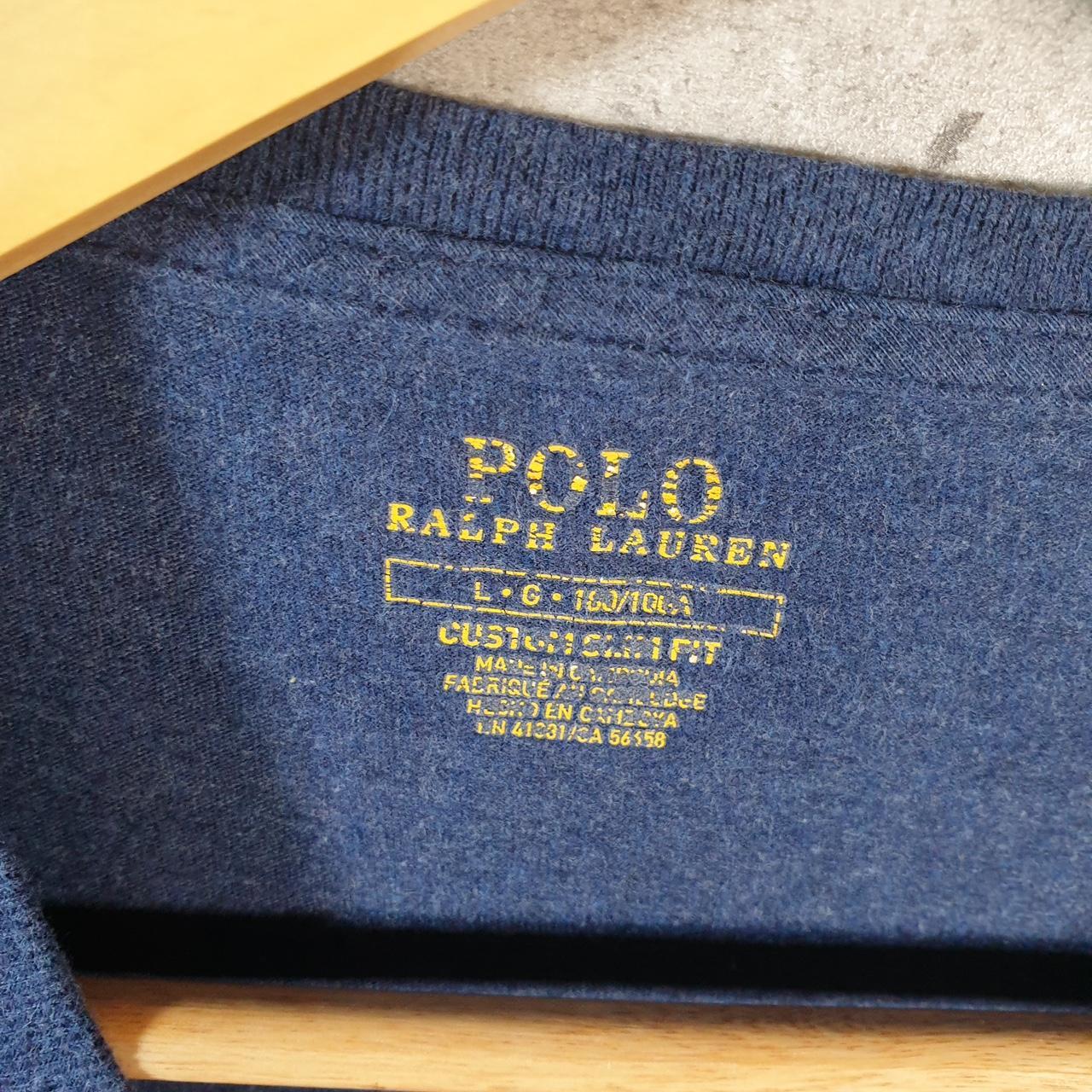 Vintage Ralph Lauren Polo T Shirt Men’s Large Blue Embroidered Pony Custom Slim Fit C9034