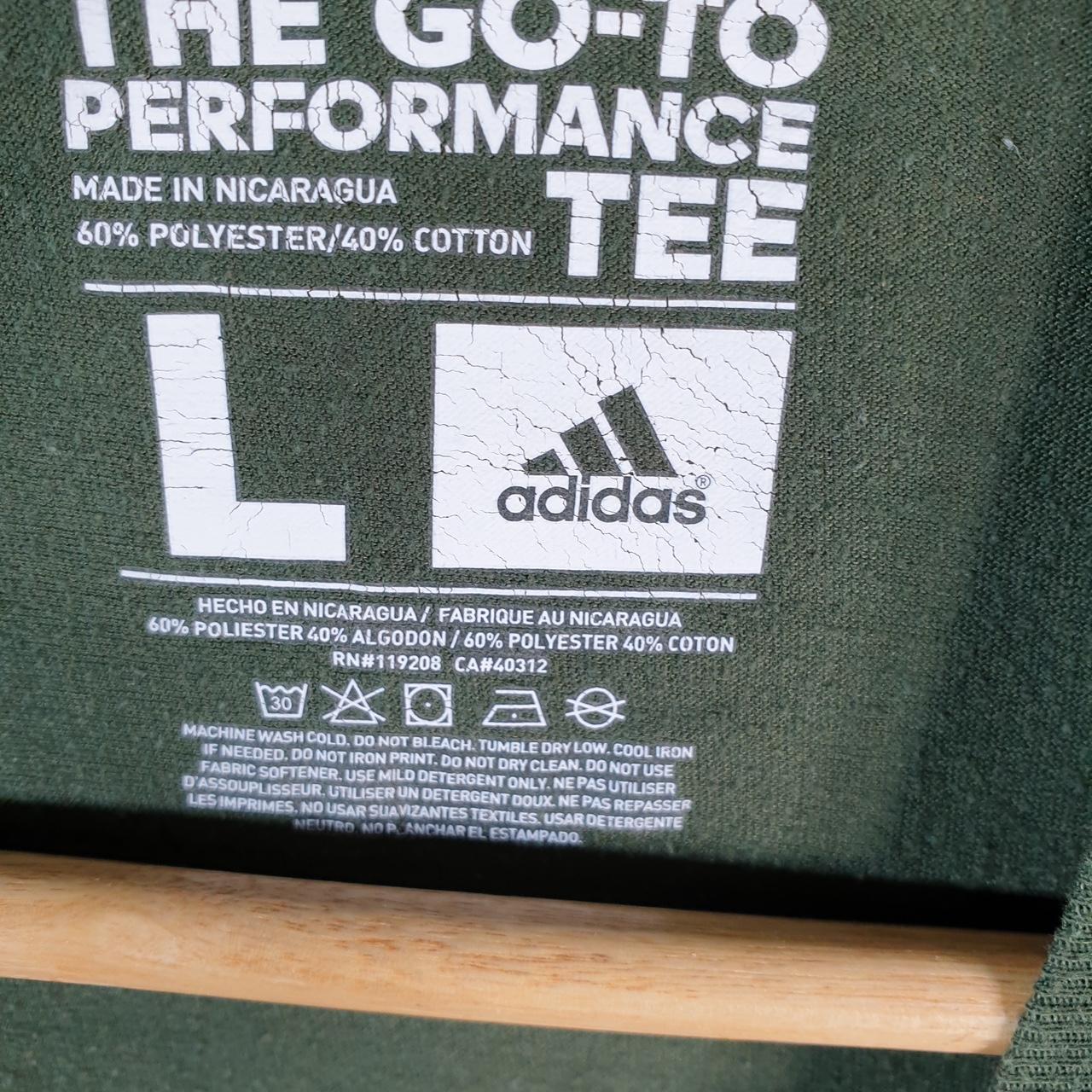 Vintage Adidas Go To Performance T Shirt Men’s Large Green Three Stripes Logo Athletic