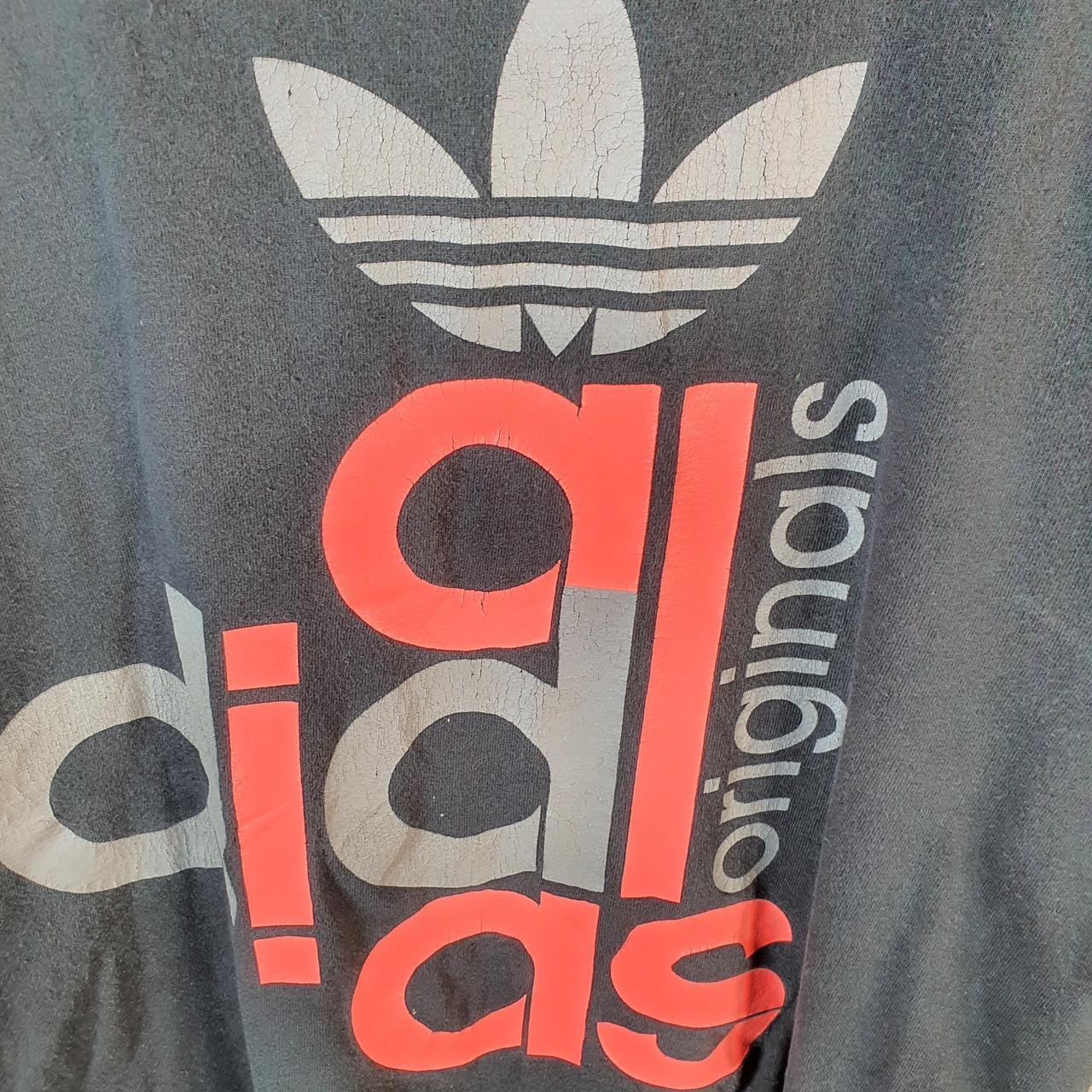 Vintage Adidas Spellout Trefoil Retro T Shirt Mens Medium Black Logo Athletic