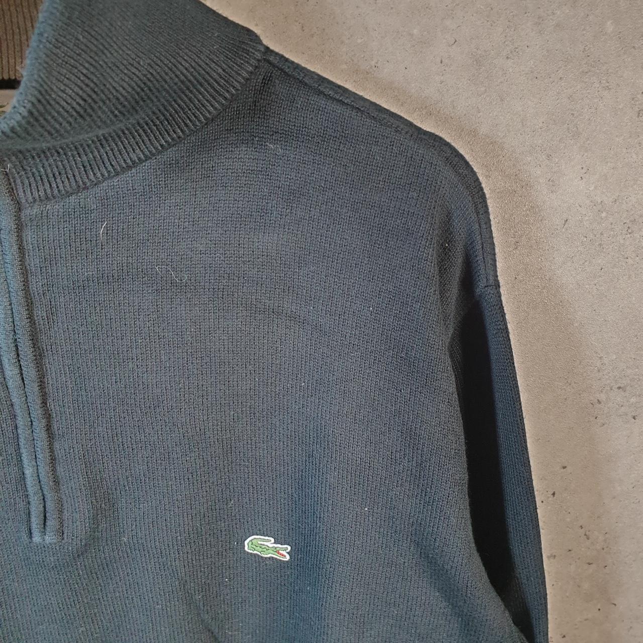 Vintage Lacoste Sweatshirt Men’s Large Black 1/4 Zip Pullover Logo Y2K Jumper