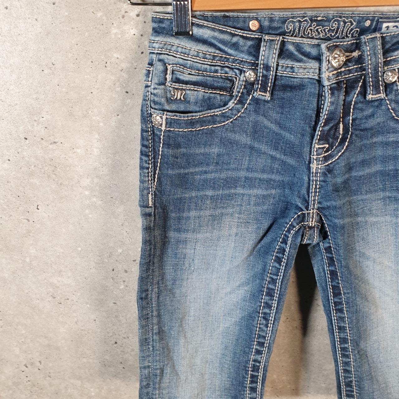 Vintage Miss Me Baggy Y2K Hip Hop Jeans Shorts Jorts Womens W24 Blue Denim Low Rise