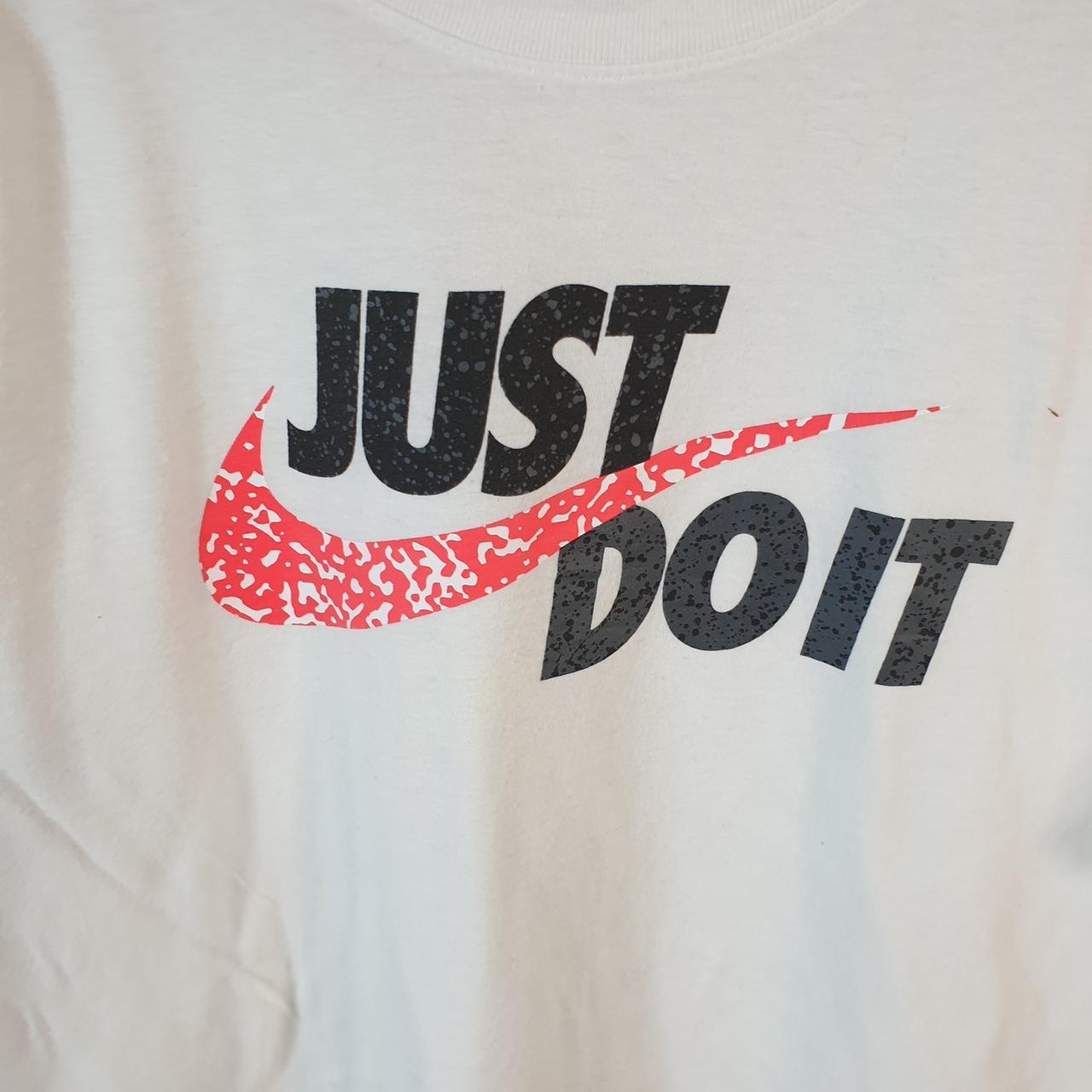 Vintage Nike Just Do It T Shirt Men’s Large White Logo Swoosh Athletic