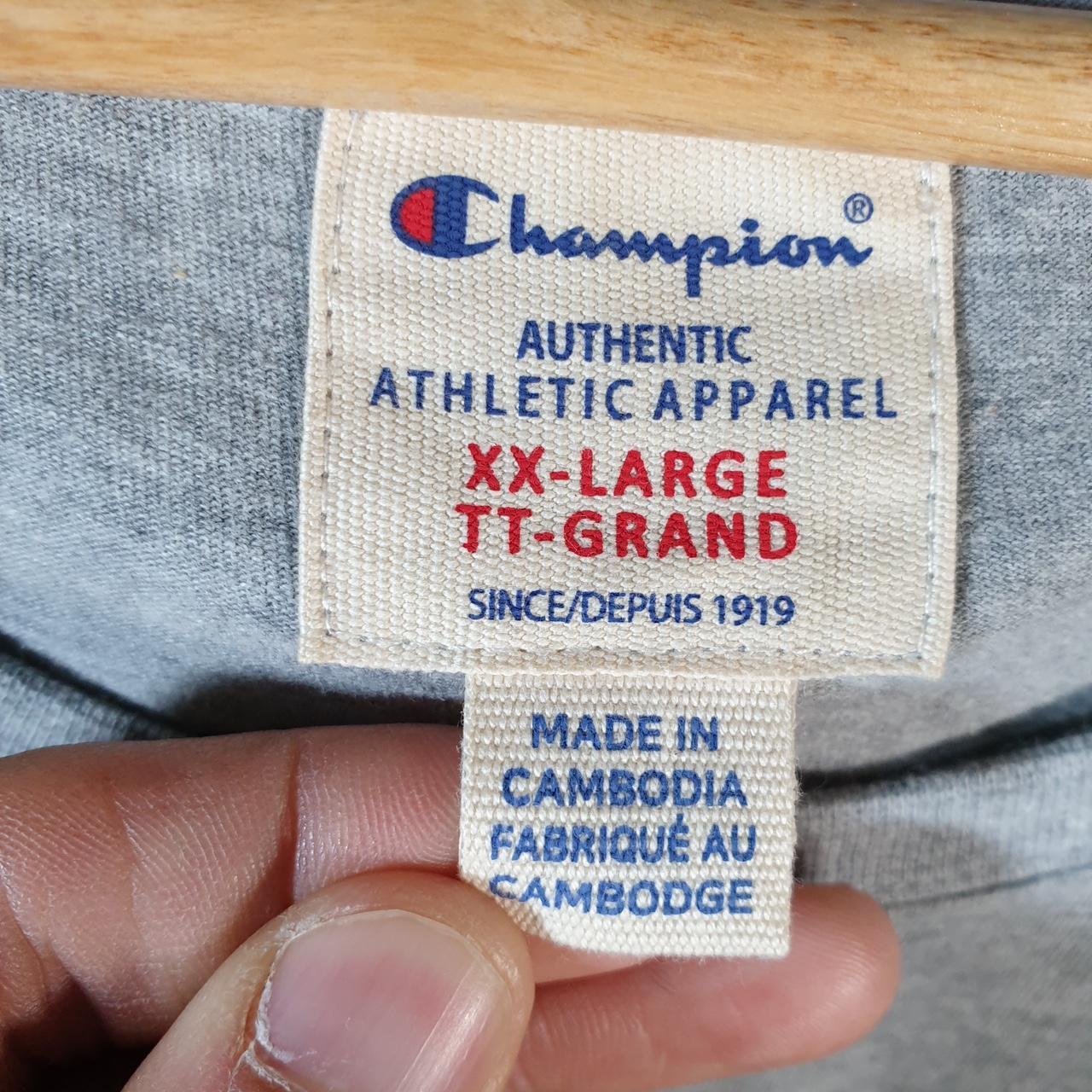 Vintage Champion Spellout Logo T Shirt Mens Small Grey USA Athletic