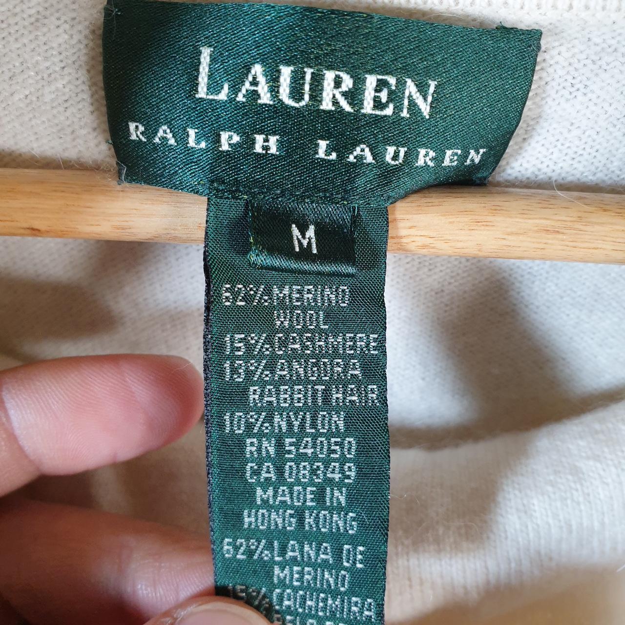 Vintage Ralph Lauren Polo Knit Sweater Womens Medium Cream Cotton Pullover