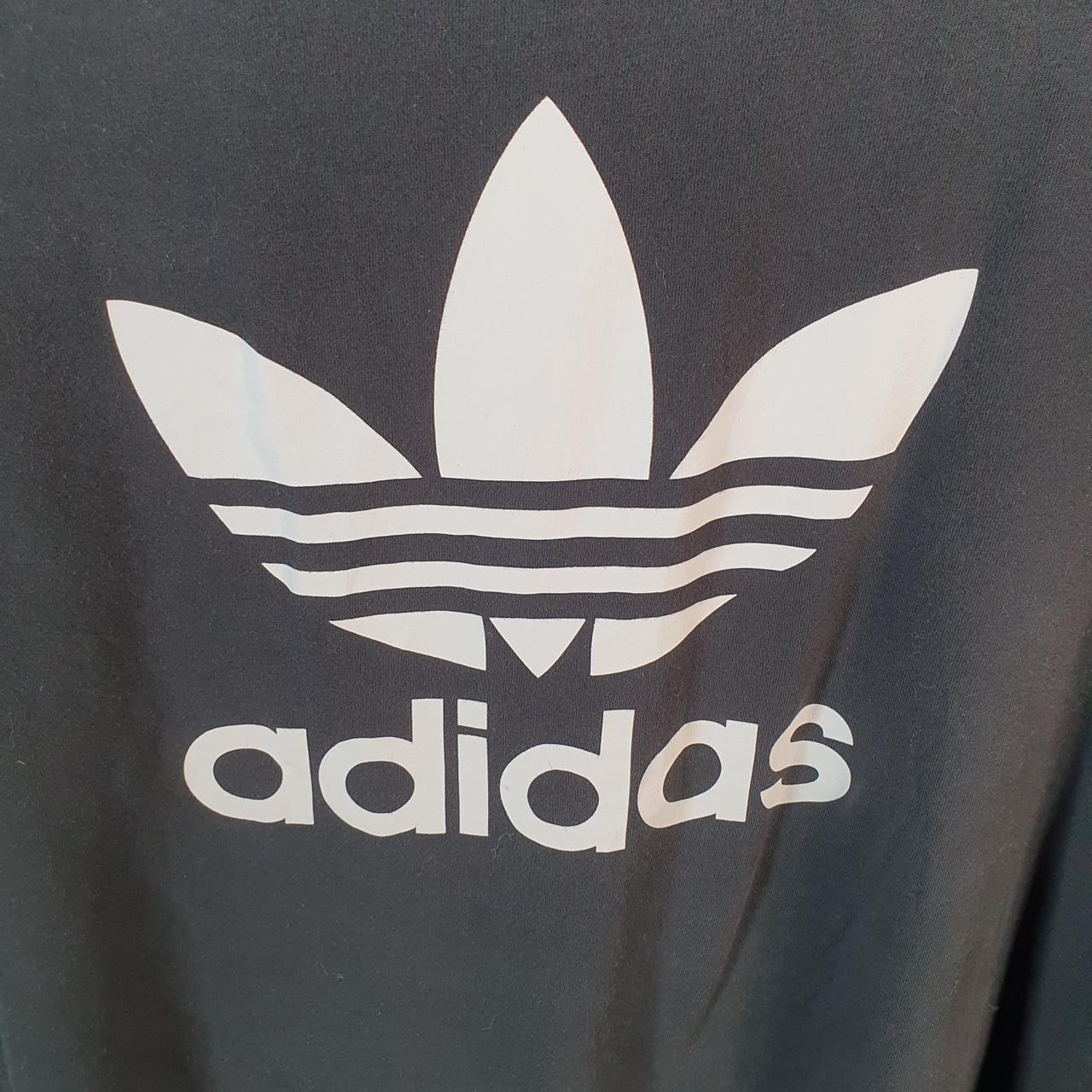 Vintage Adidas Spellout Trefoil Retro T Shirt Womens Large Black Logo Athletic