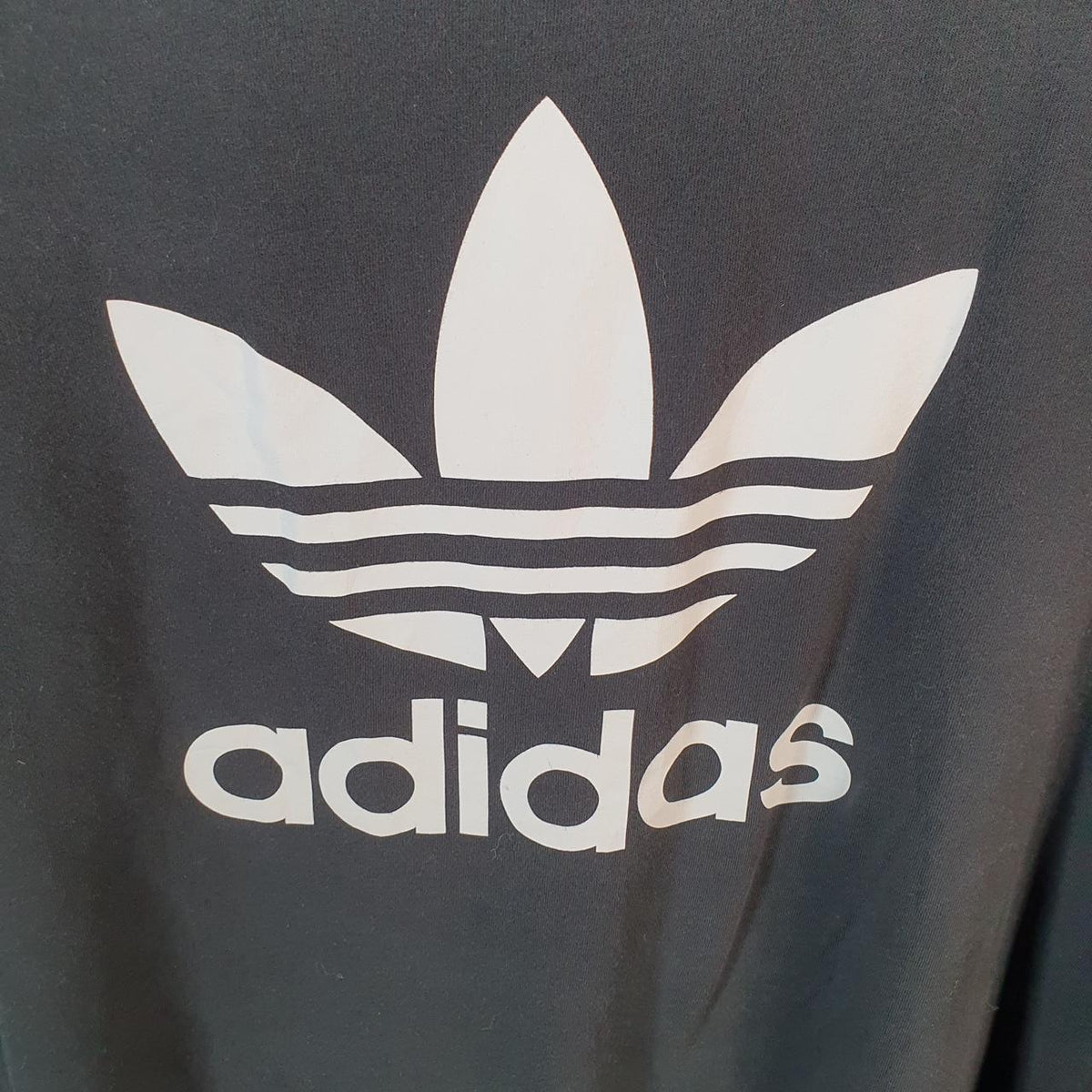 Vintage Adidas Spellout Trefoil Retro T Shirt Womens Large Black Logo Athletic