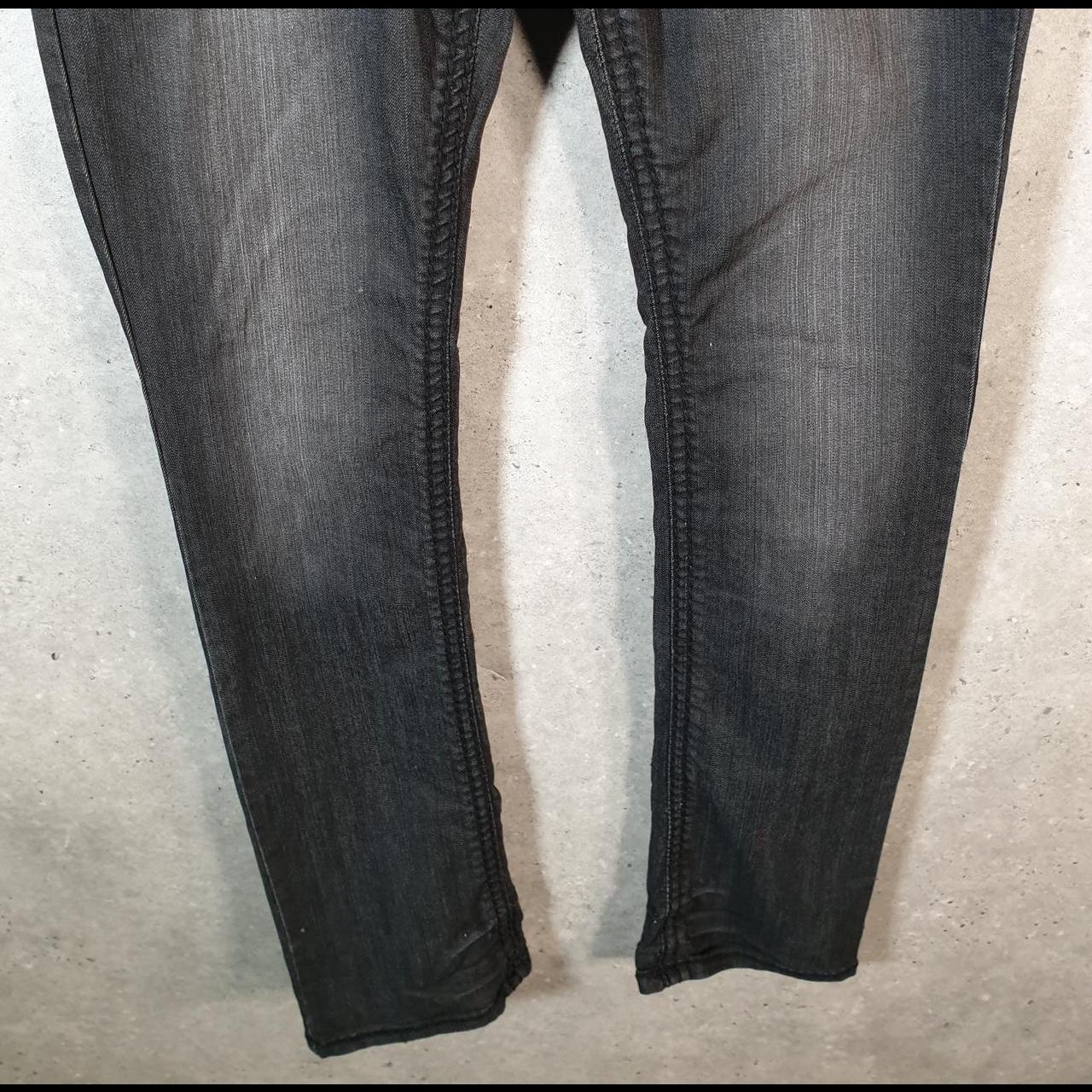 Vintage Antique River Y2K Hip Hop Jeans Mens W32 Grey Denim Embroidered Big Fish Vintage