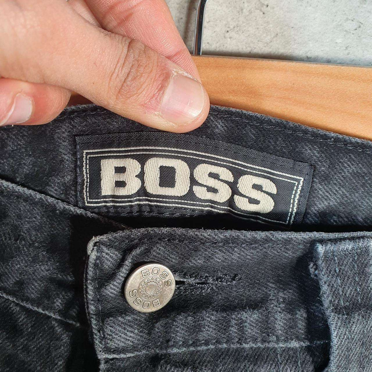 Vintage Boss Baggy Y2K Hip Hop Jeans Mens W32 Grey Denim Wide Leg Big Fish Vintage