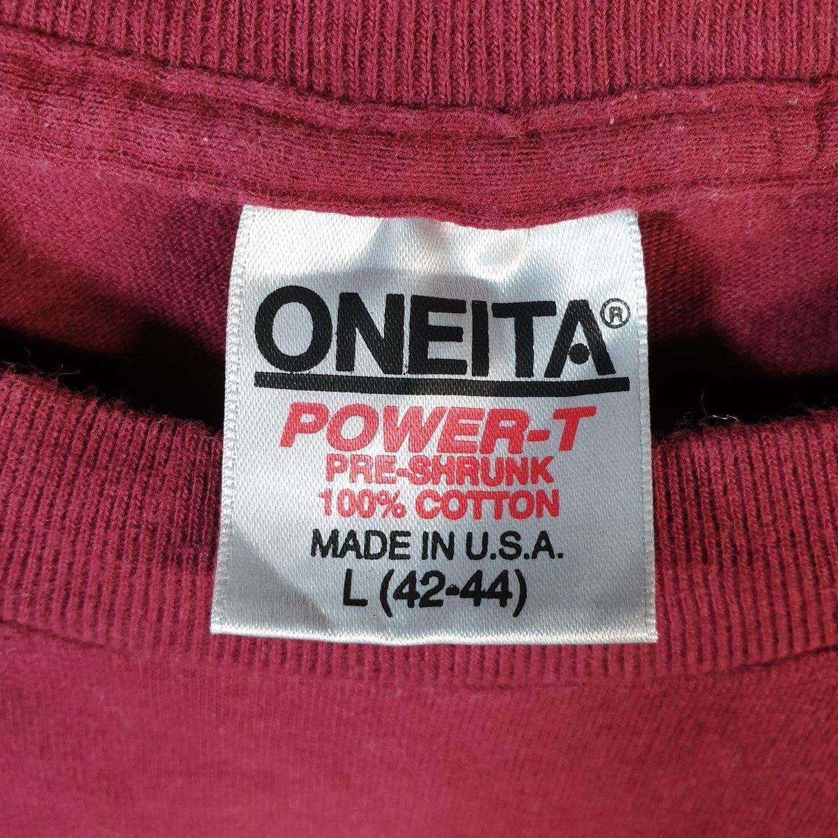 Vintage Oneita Power Redwood Empire 1994 T Single Stitch T Shirt Men’s Large Burgundy Red Big Fish Vintage