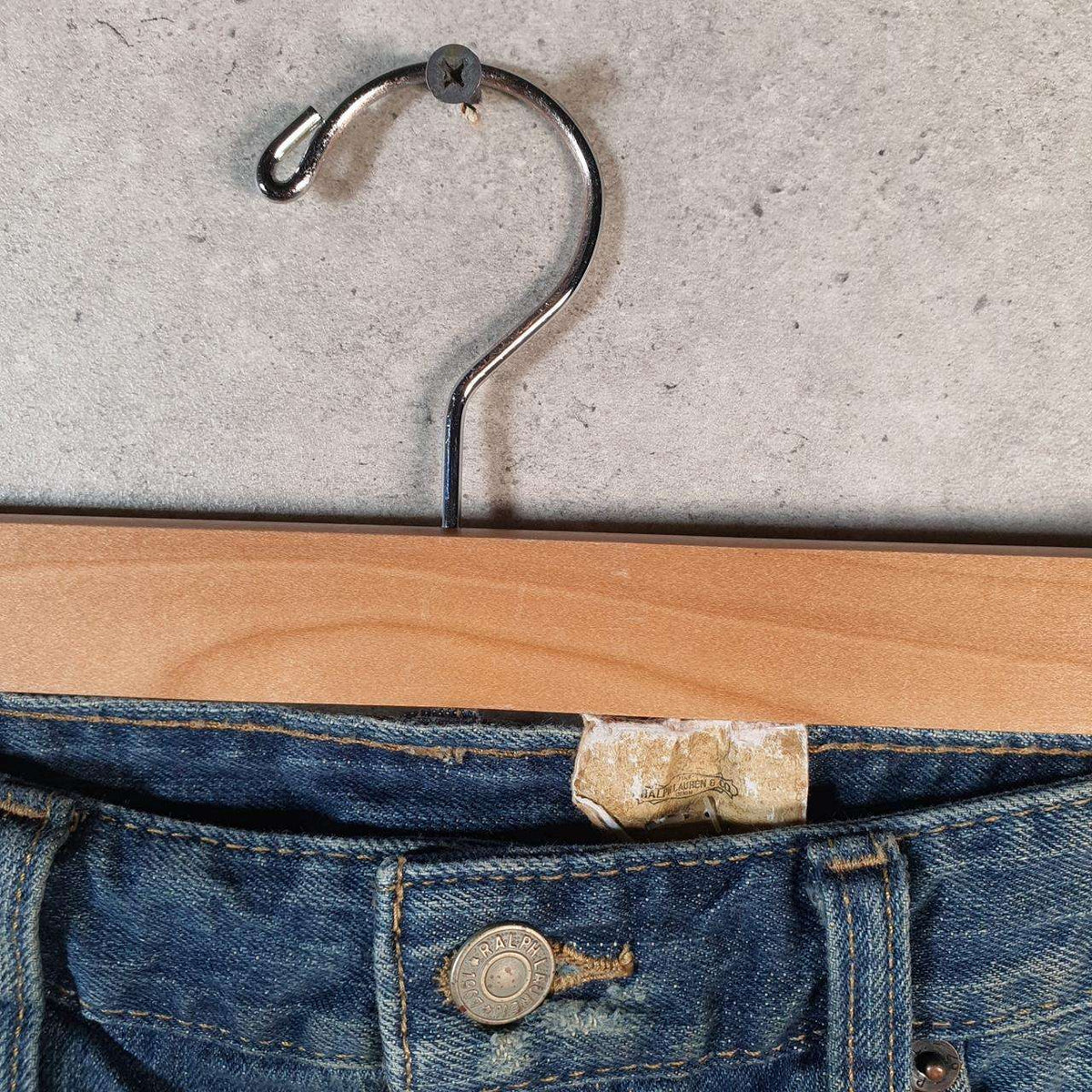 Vintage Ralph Lauren Polo Jean Shorts Jorts Cargo Womens W30 Denim Baggy Cotton Big Fish Vintage