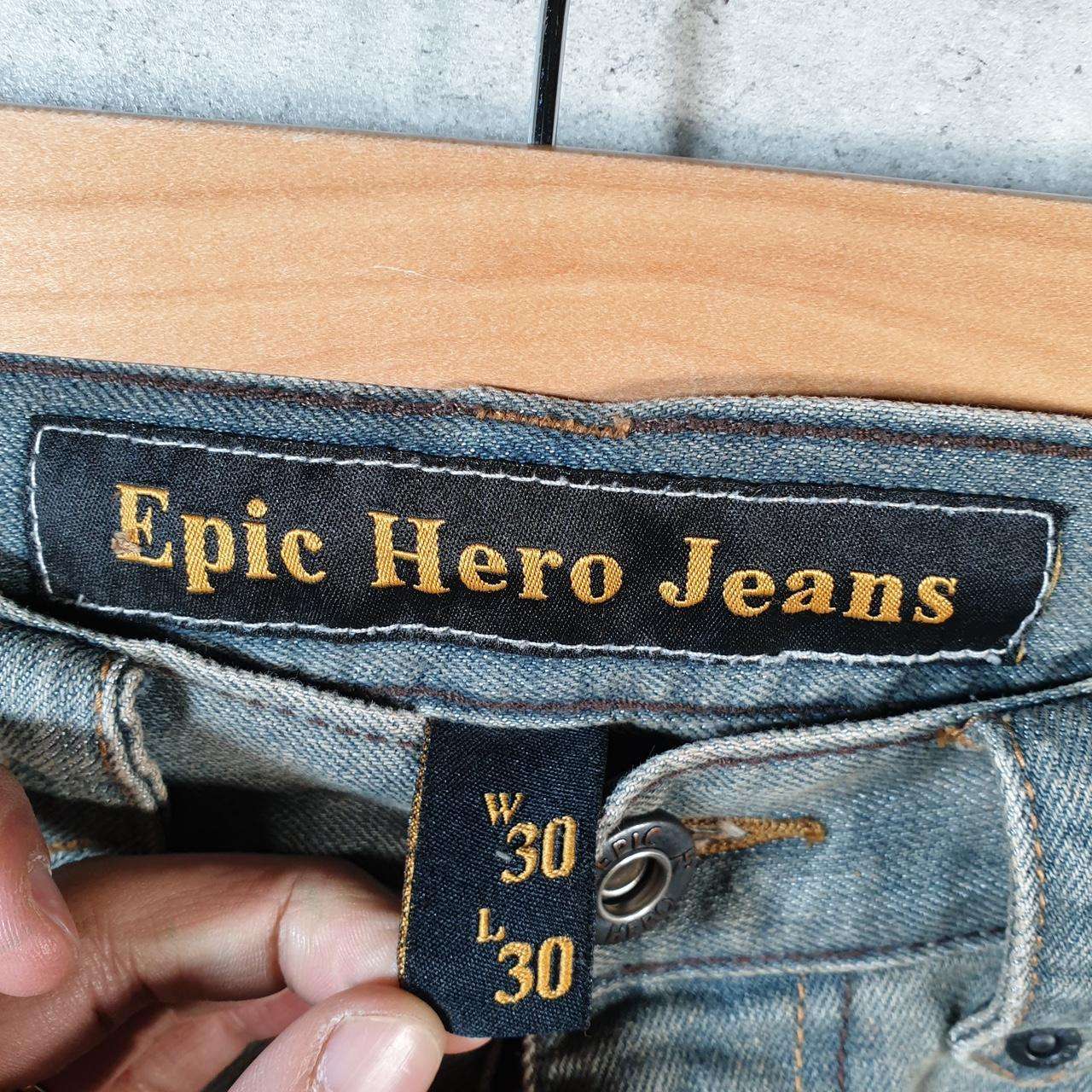 Vintage Epic Hero Baggy Y2K Hip Hop Jeans Mens W30 L30 Grey Denim Wide Leg Big Fish Vintage