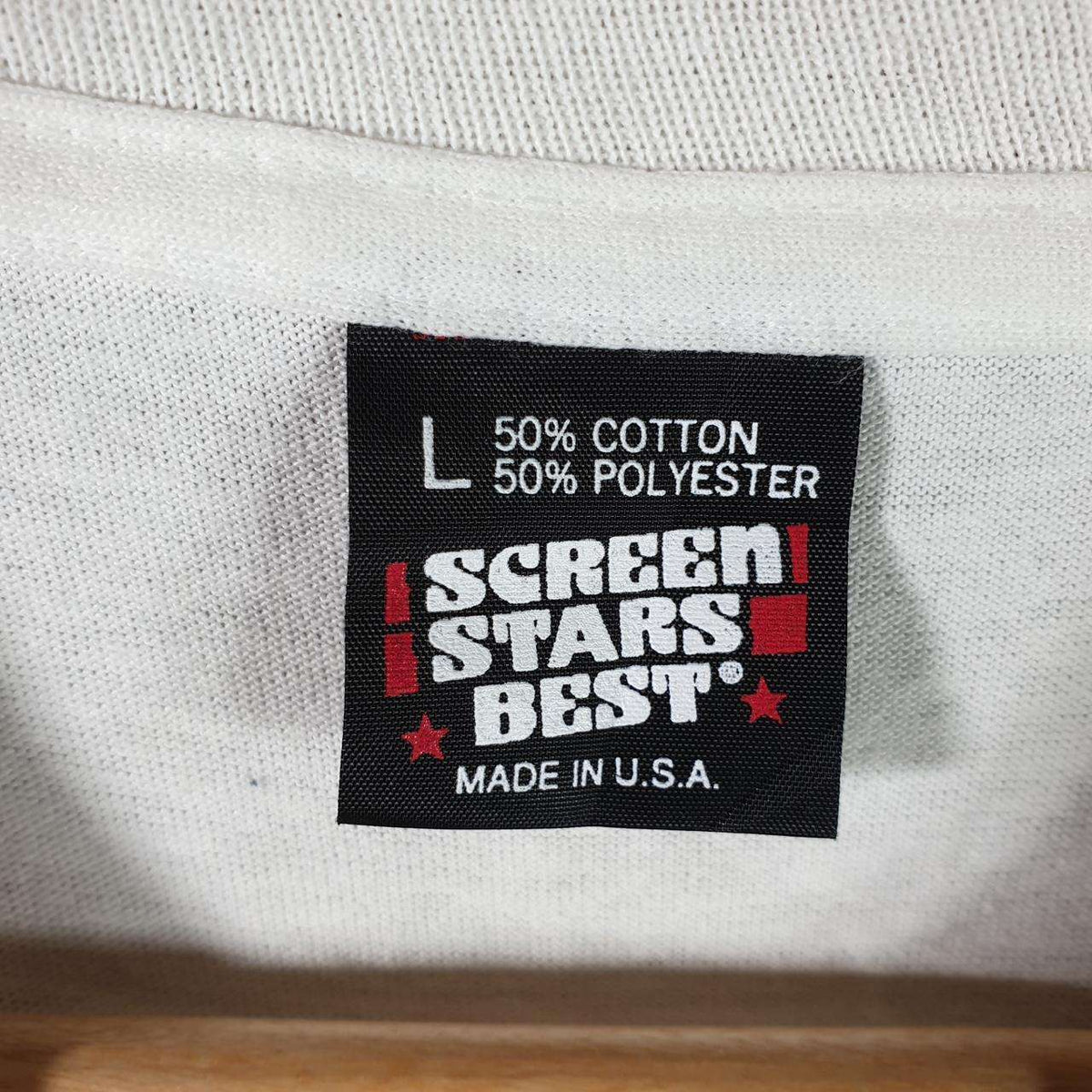 Vintage Screen Stars Best Halleyville Union 1993 USA Single Stitch T Shirt Men’s Large White Big Fish Vintage