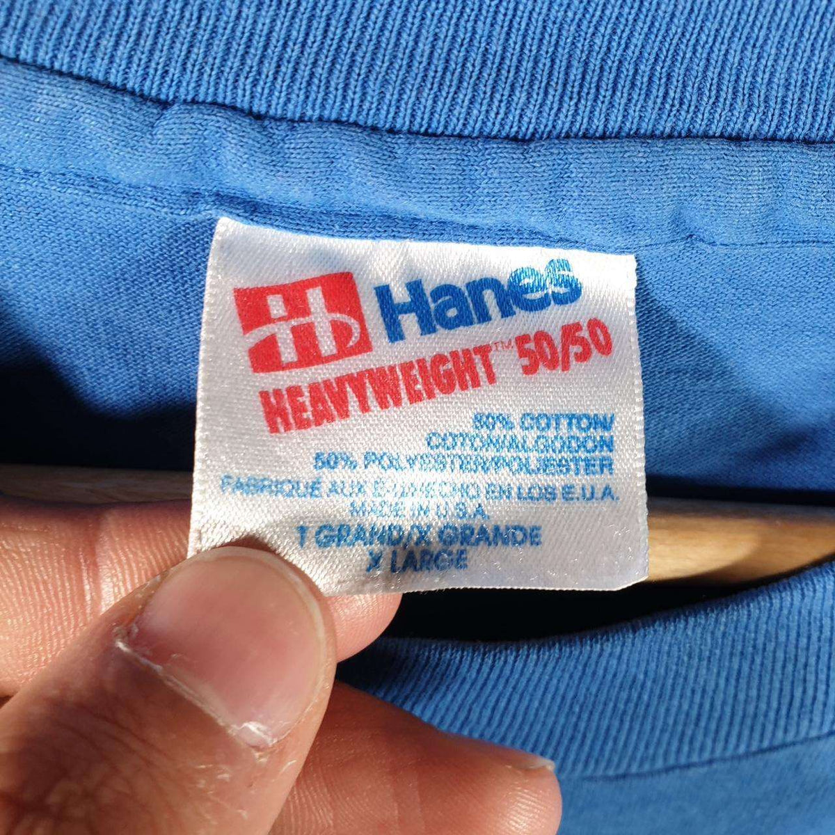 Vintage Hanes Heavyweight 50/50 Brats & Brew 1993 USA Single Stitch T Shirt Men’s XL Blue Big Fish Vintage