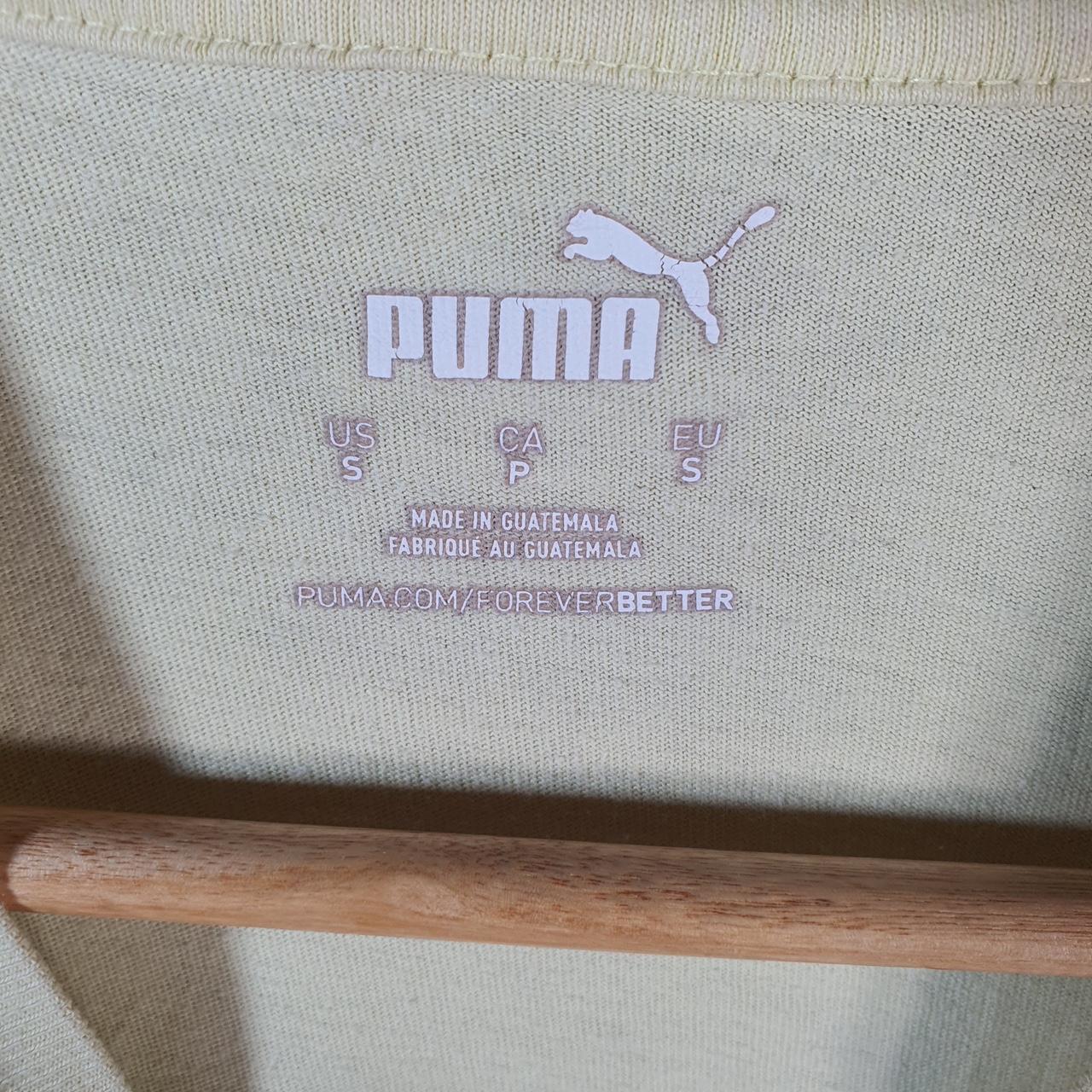 Vintage Puma Spellout T Shirt Men’s Small Yellow sports Logo Athletic