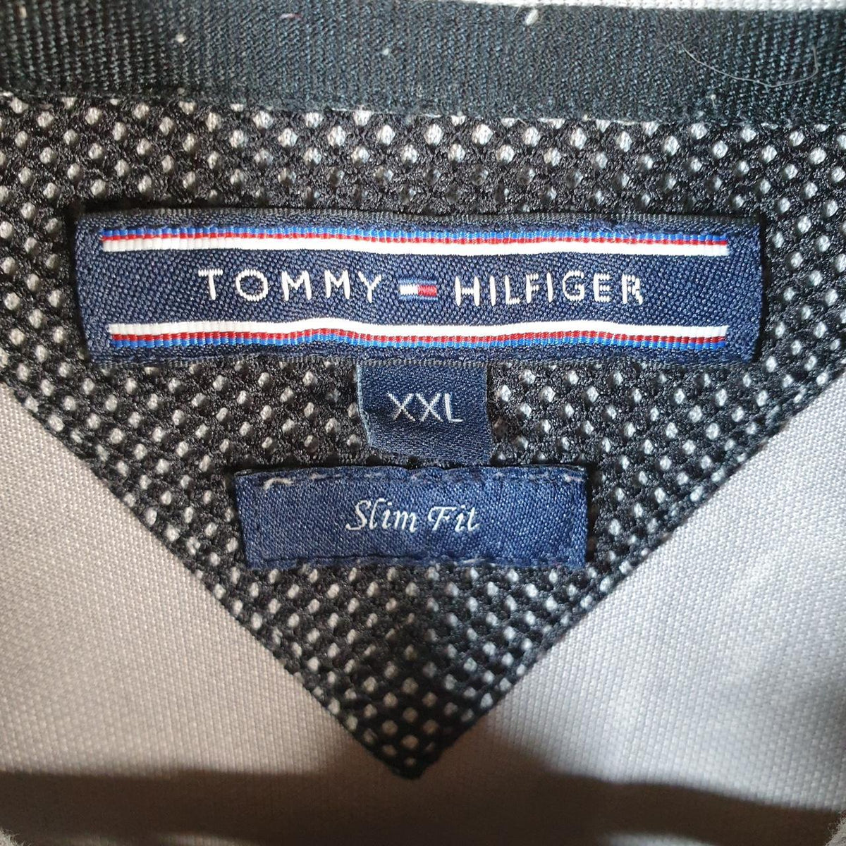 Vintage Tommy Hilfiger Polo Shirt Men’s 2XL Grey Slim Fit Embroidered Logo