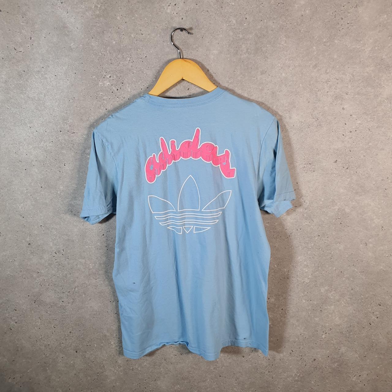 Vintage Adidas Originals Trefoil Spellout T Shirt Shirt Men’s Medium Blue Logo Athletic C9745