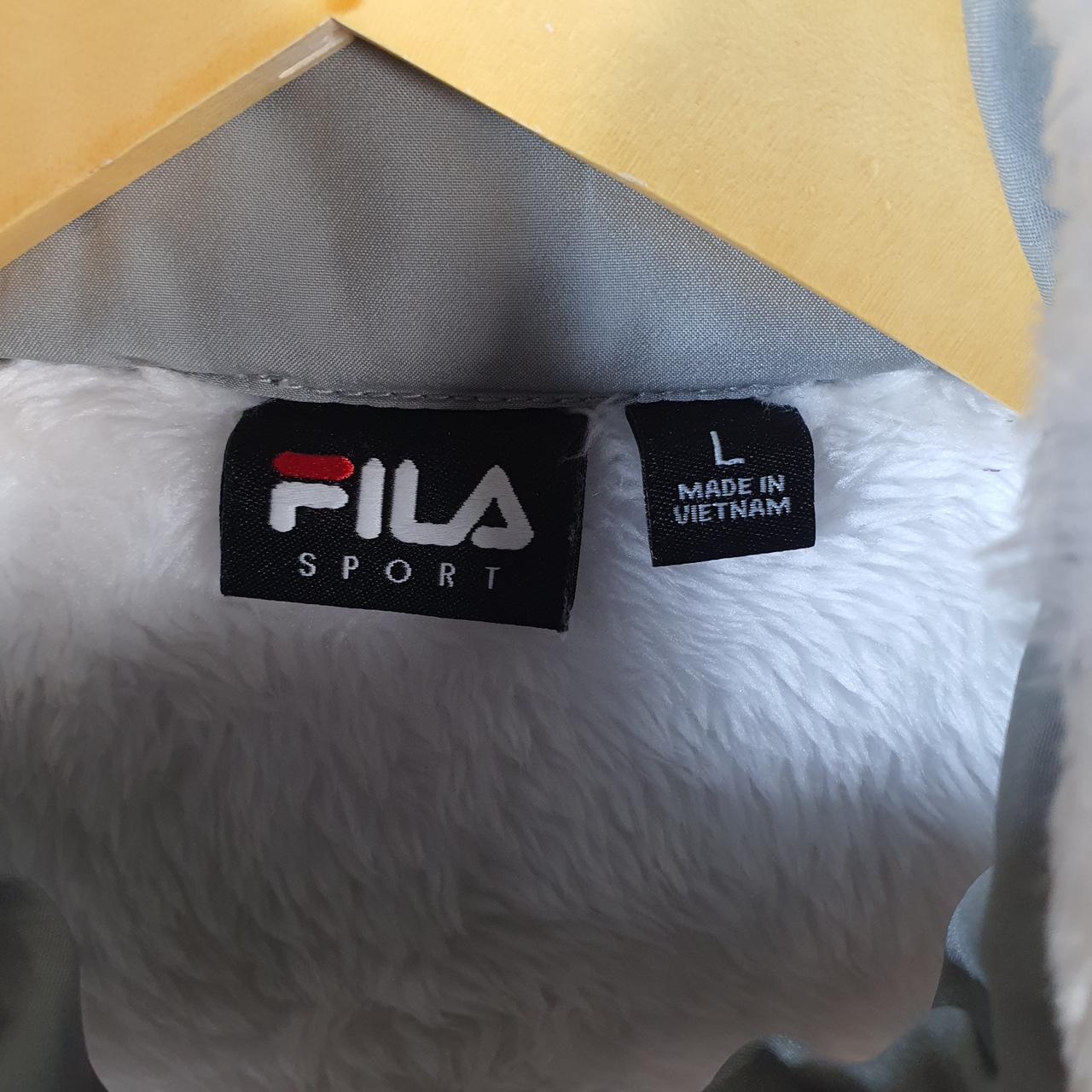 Fila Sport Fleece Full zip Hoodie Womens Large White Embroidered Logo