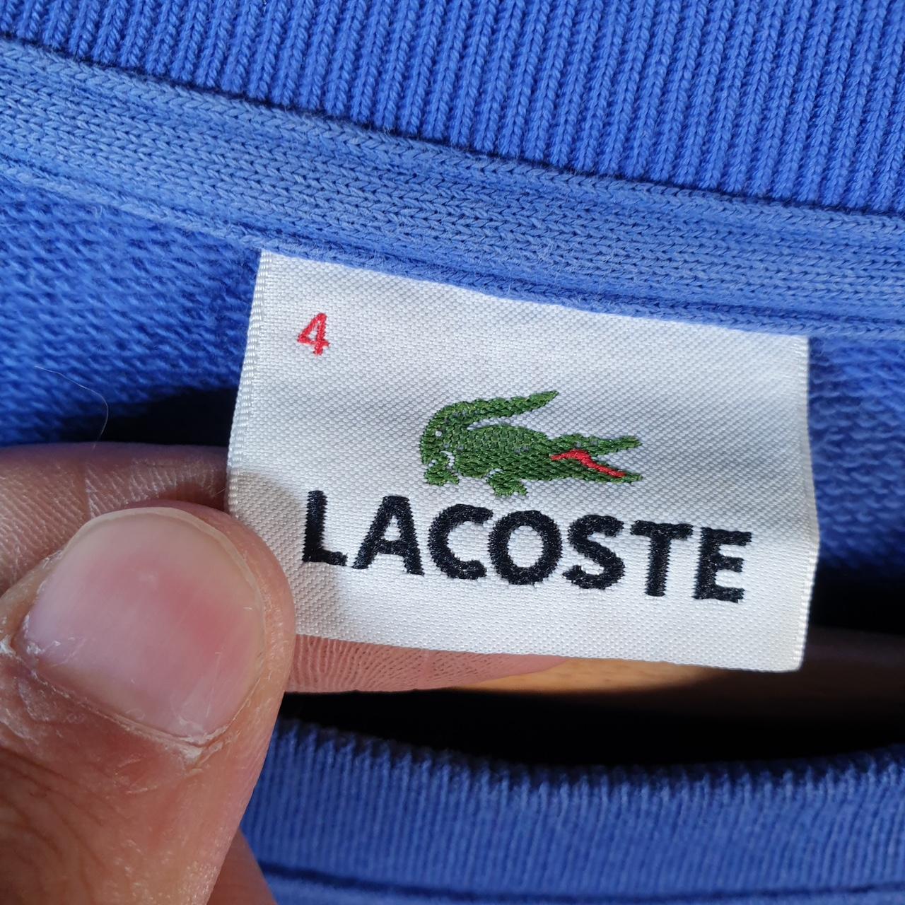 Vintage Lacoste Sweatshirt Men’s Medium Blue Pullover Logo Y2K Jumper Logo