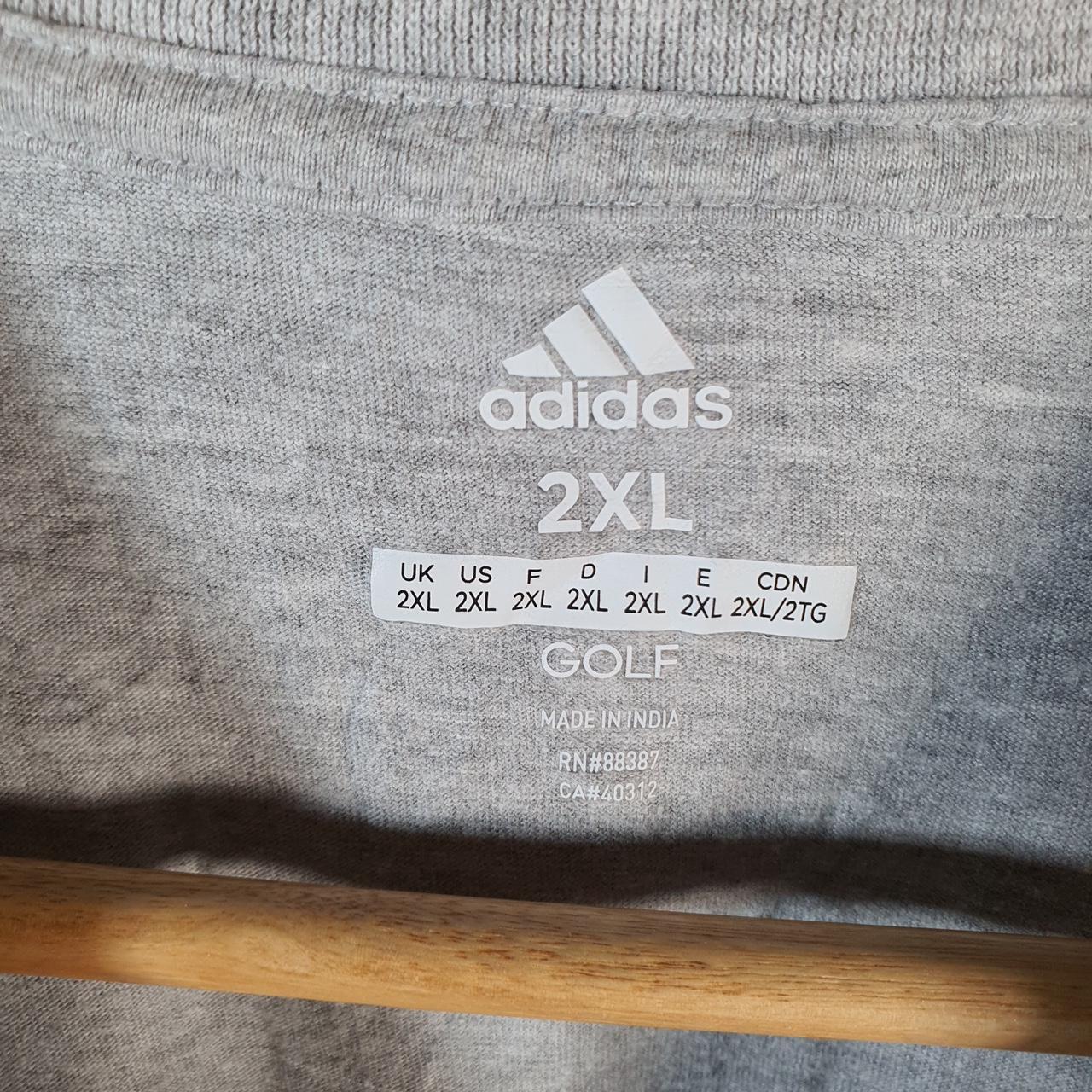 Vintage Adidas Golf T Shirt Men’s 2XL Grey Three Stripes Logo Athletic