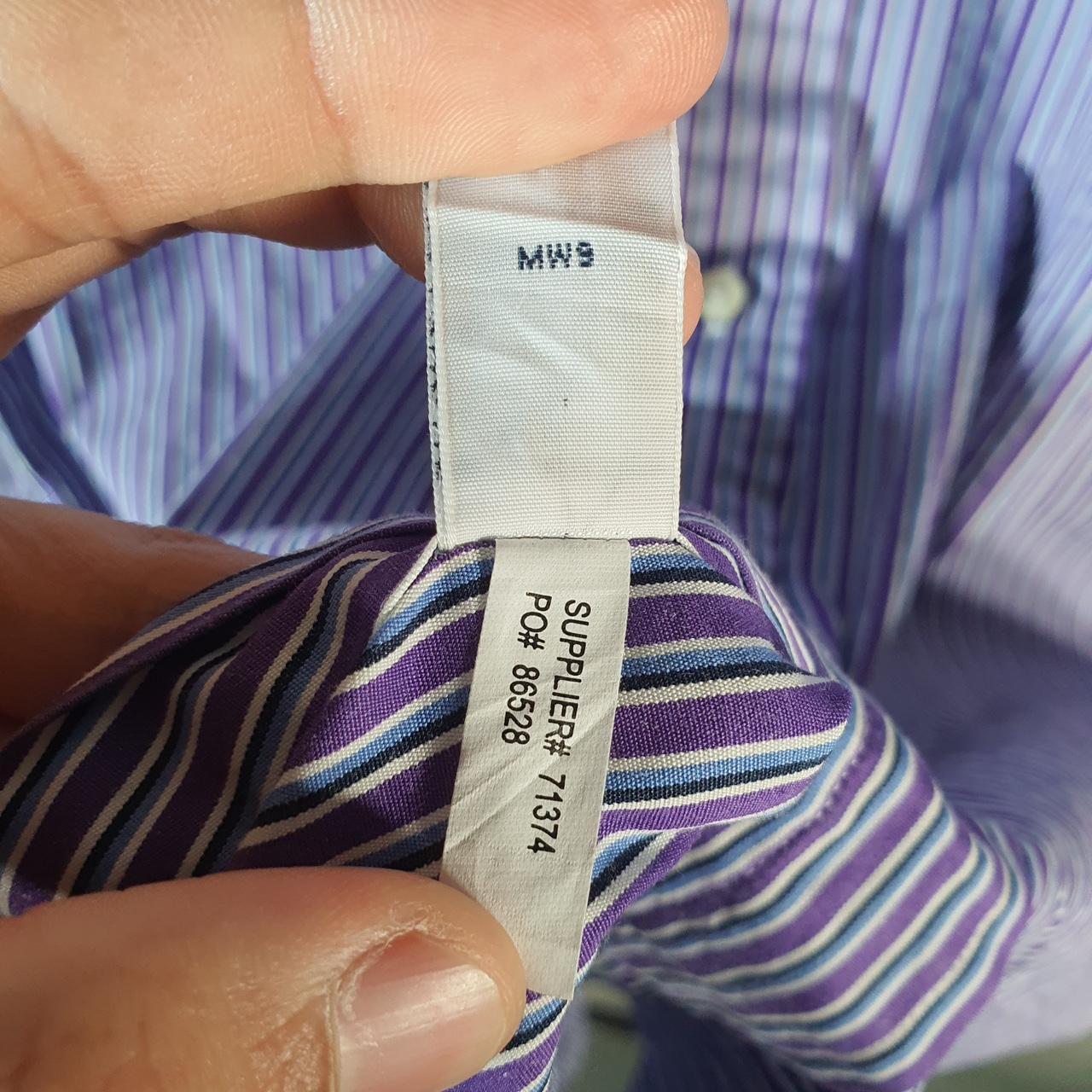 Vintage Ralph Lauren Button Down Shirt Men’s Large Purple Striped Regent Custom Fit Cotton