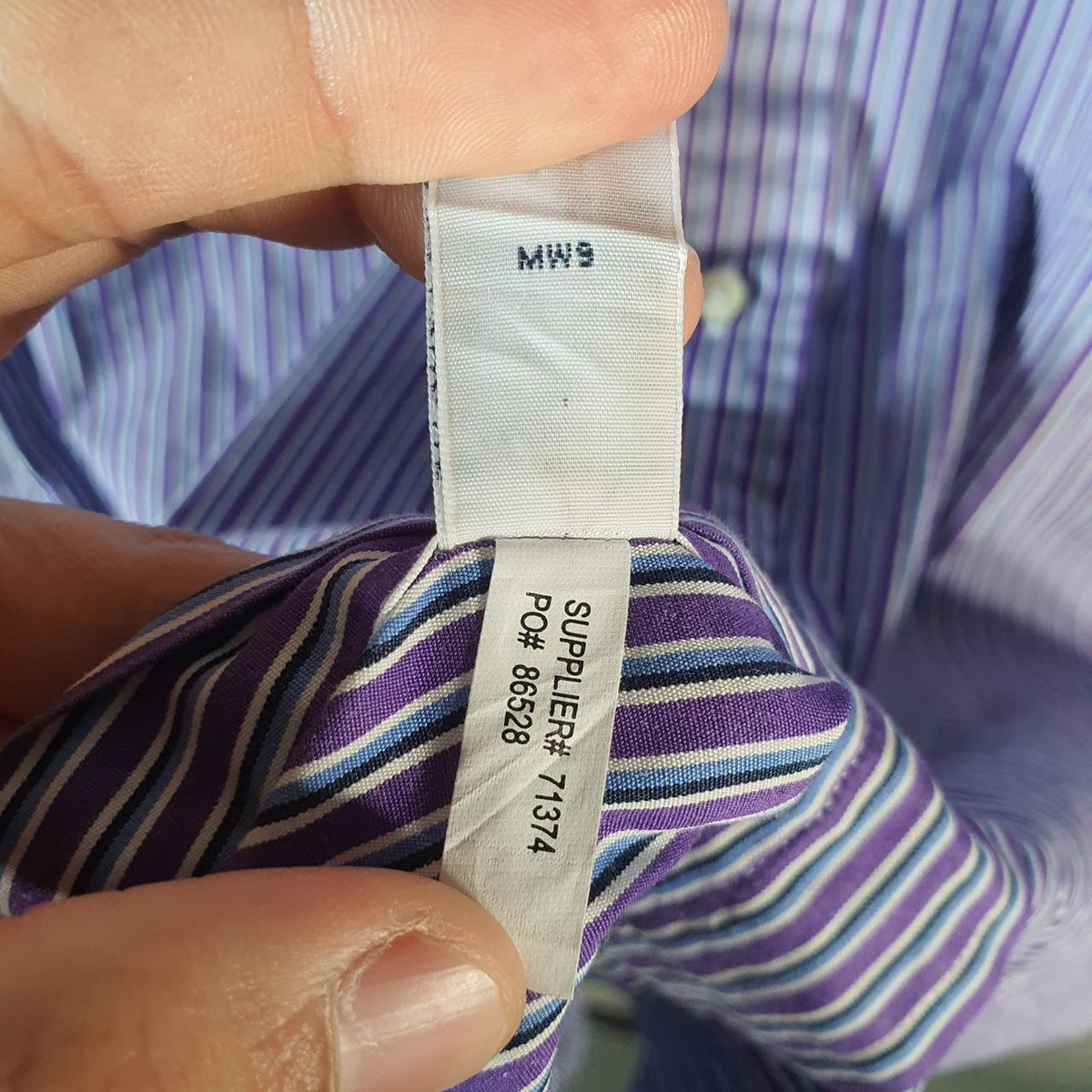 Vintage Ralph Lauren Button Down Shirt Men’s Large Purple Striped Regent Custom Fit Cotton