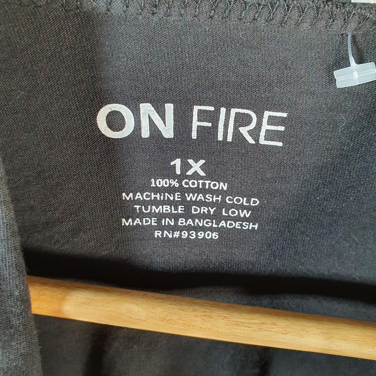 Vintage On Fire Vibes Spellout Hooded T Shirt Womens XL Black Casual sports Logo Athletic