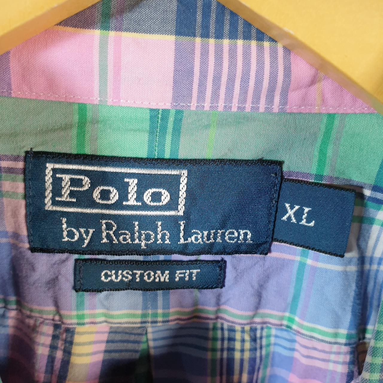 Vintage Ralph Lauren Button Down Shirt Men’s XL Pink Checkered Custom Fit Pony