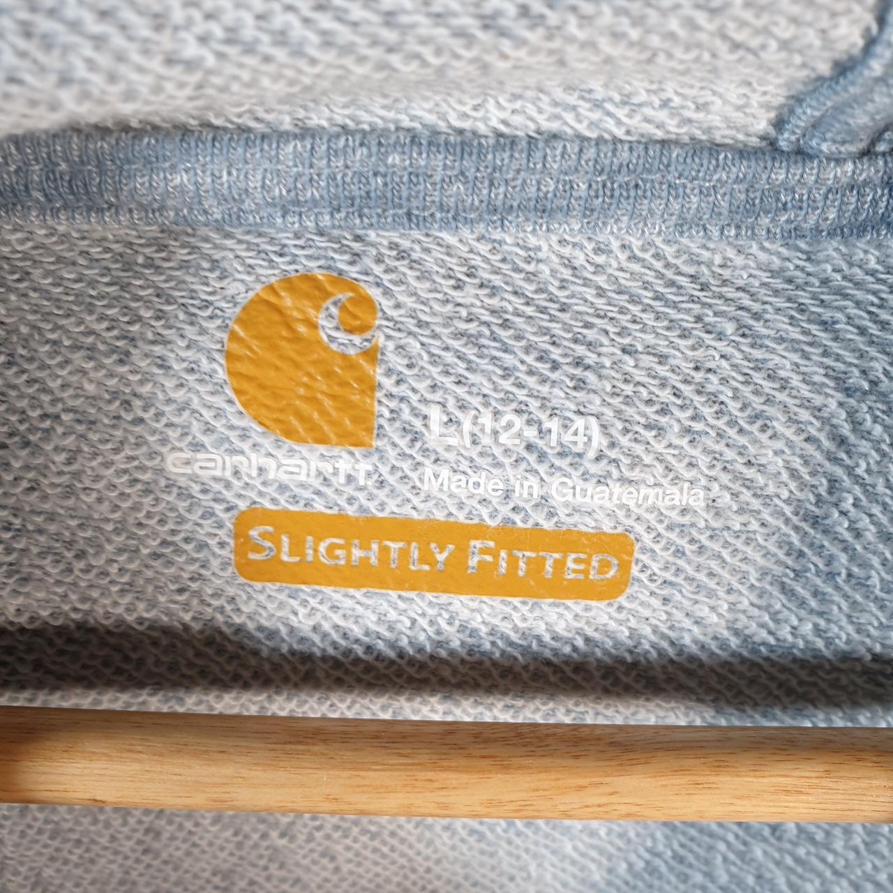 Vintage Carhartt Hoodie Womens Large Blue Pullover Blank USA Slightly Fitted