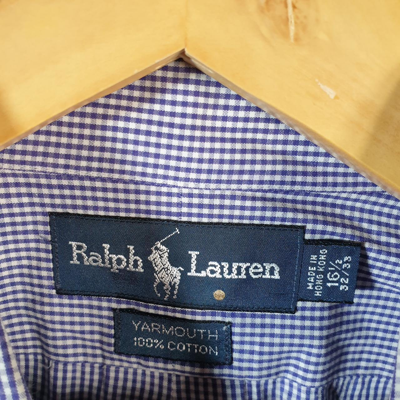 Vintage Ralph Lauren Button Down Shirt Men’s XL Blue Checkered Yarmouth Pony Casual C8079